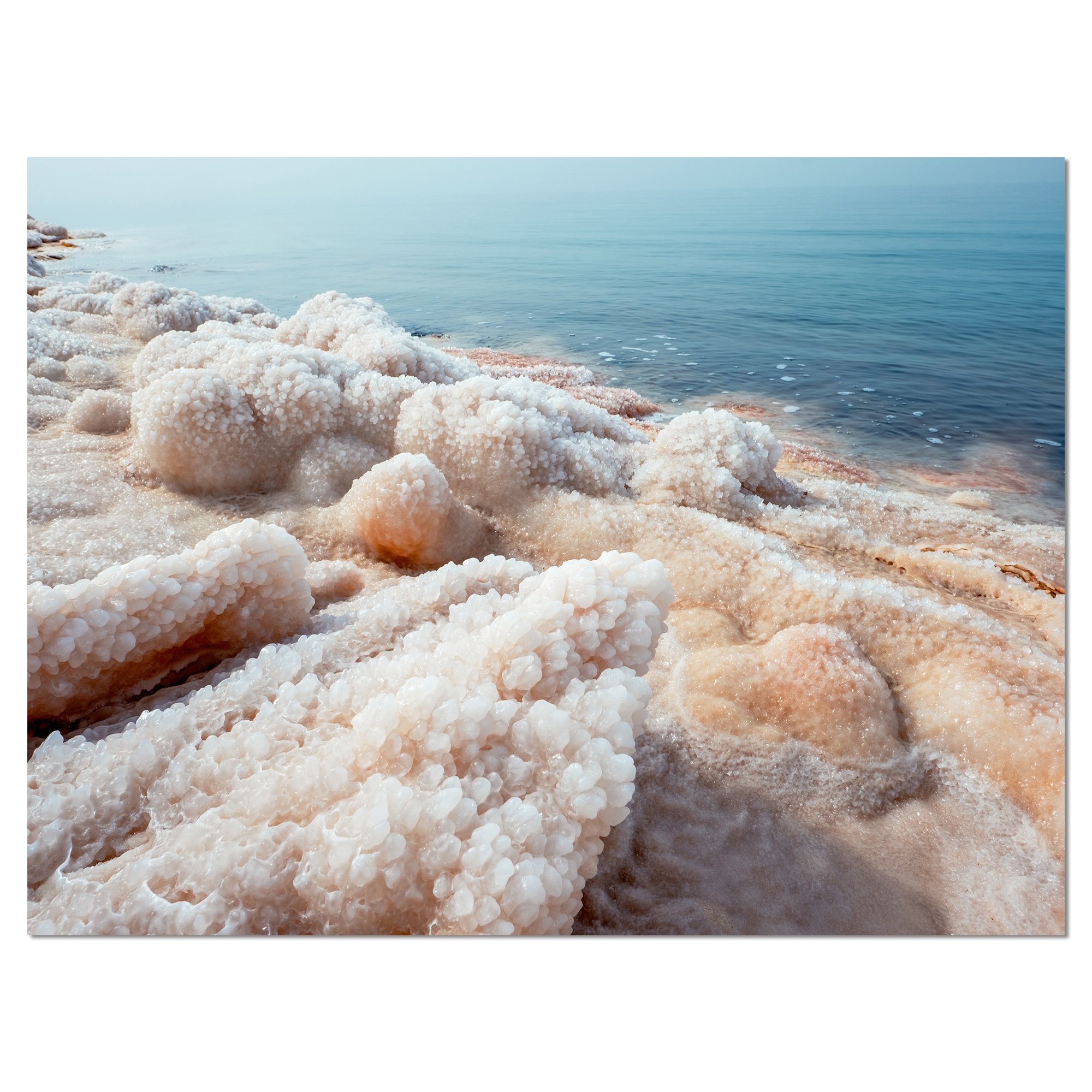Extra Large Dead Sea Beach Canvas Art - Stunning Crystallized Salt Seascape Wall Decor for Living Room, Bedroom & Office