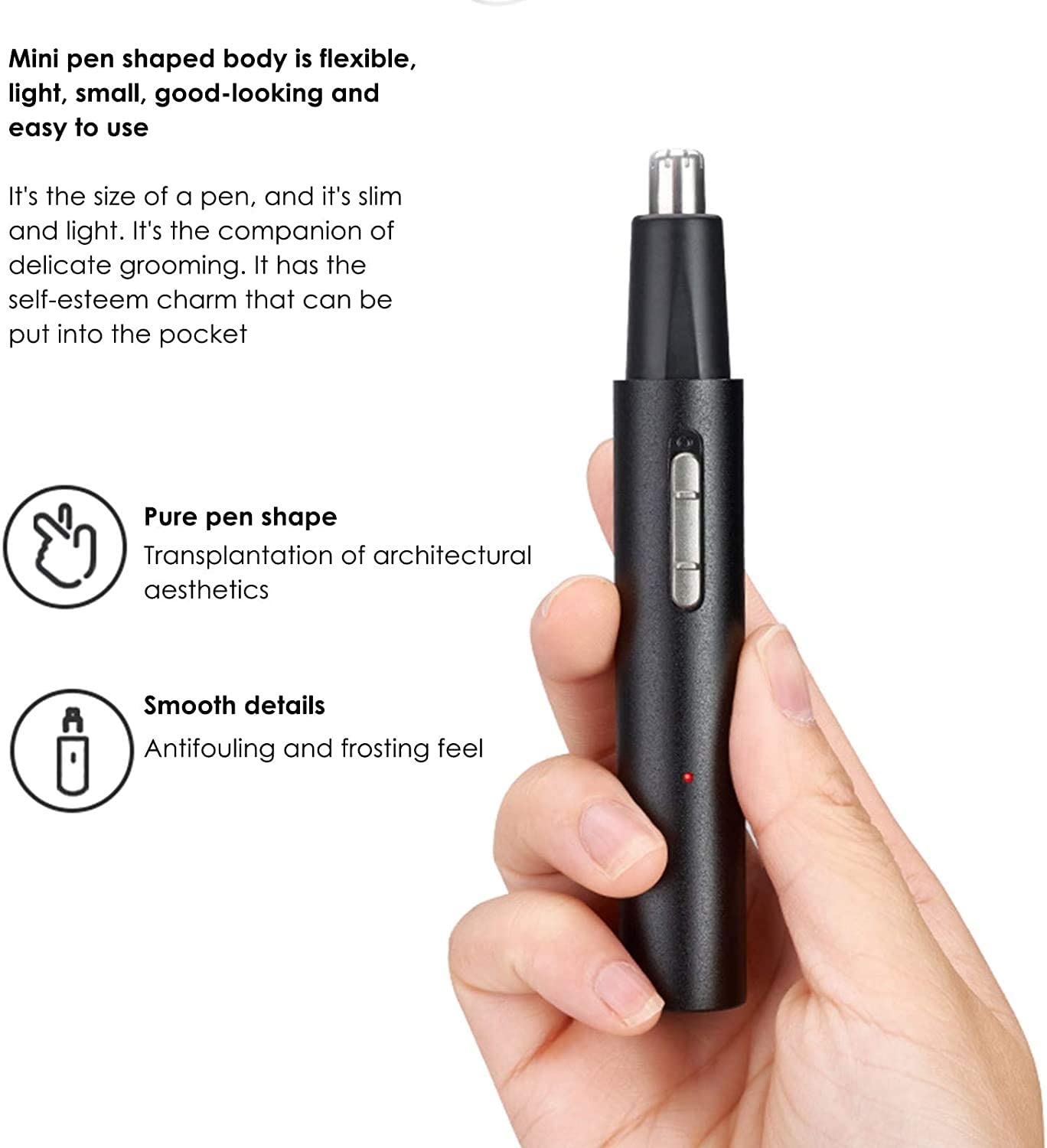 USB Rechargeable Nose & Ear Hair Trimmer for Men & Women - Painless Professional Grooming Kit with Waterproof Dual Edge Blades (Easy Cleaning) - Perfect for Travel, Home & Personal Care Routines