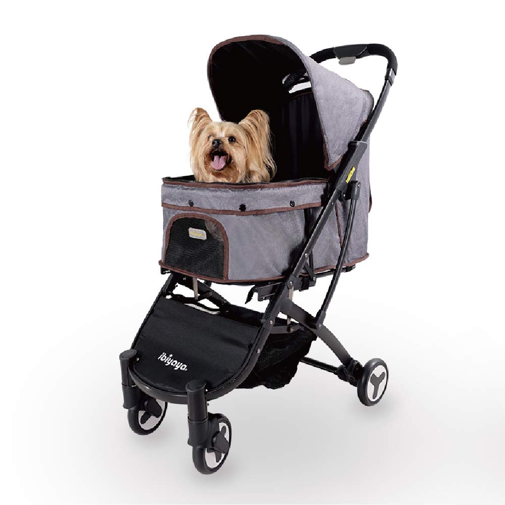 Premium Pet Stroller for Medium & Small Dogs & Cats - Lightweight Grey Denim Travel Stroller with One-Hand Folding Design | Perfect for Outdoor Walks, Park Visits, Shopping Trips & Vet Appointments