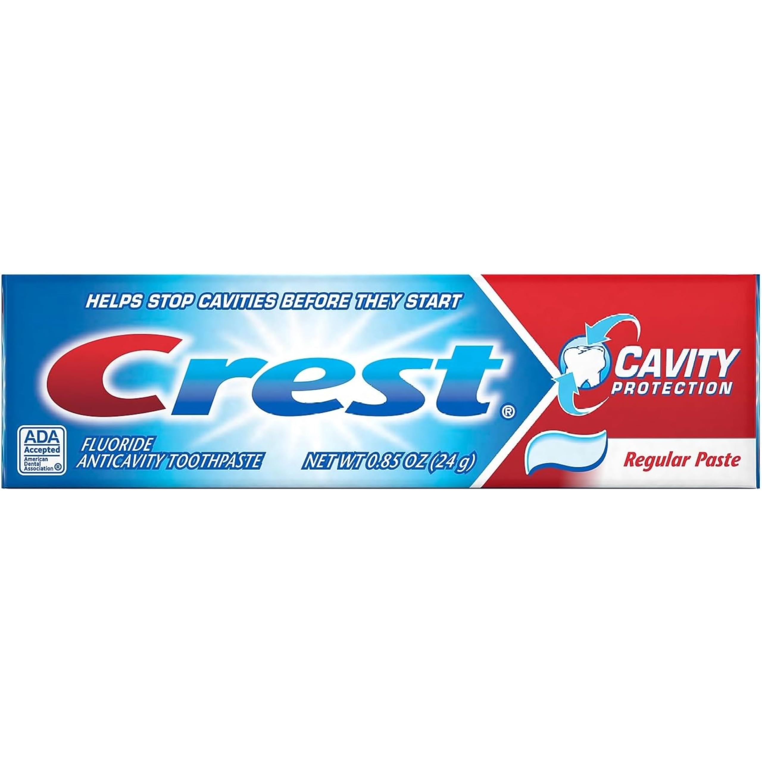 Crest Cavity Protection Fluoride Toothpaste - Travel Size .85 oz (24g) Pack of 10 | Fresh Mint Flavor for Daily Oral Care | Perfect for Travel, Gym & On-the-Go Use