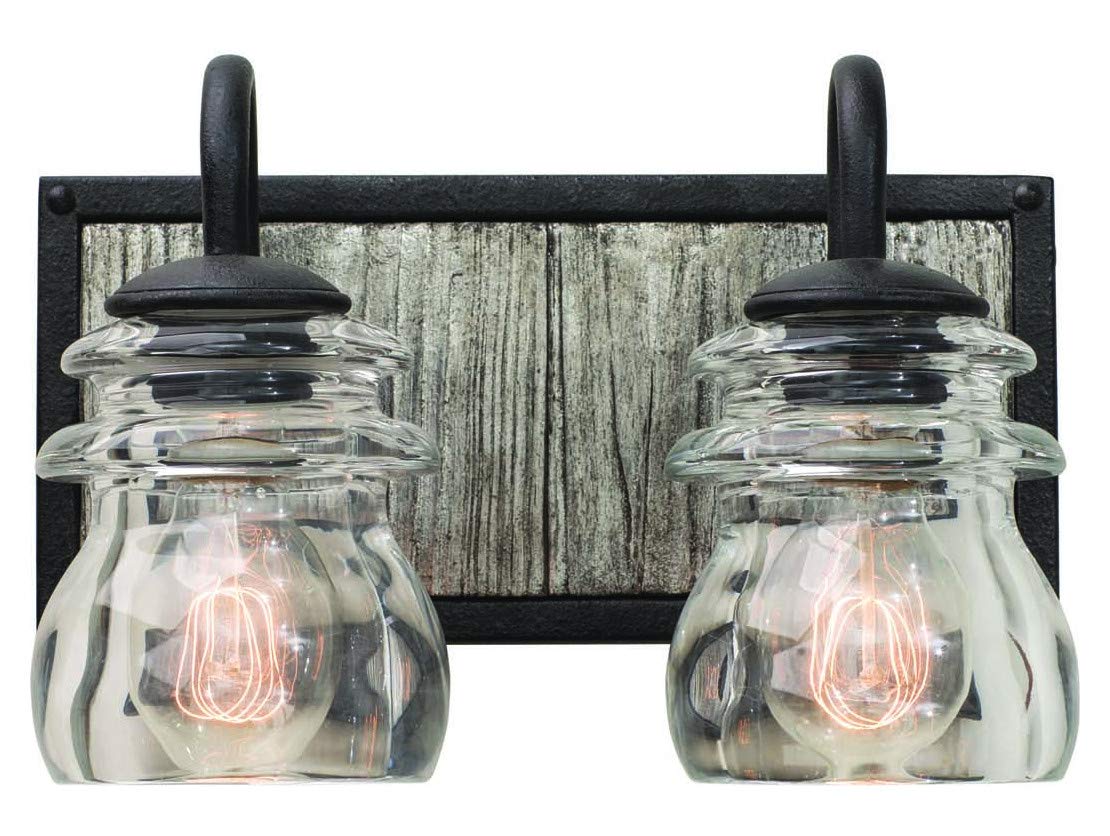 Bainbridge 2-Light Black Iron Bathroom Vanity Light Fixture - Perfect for Modern Bathrooms and Powder Rooms
