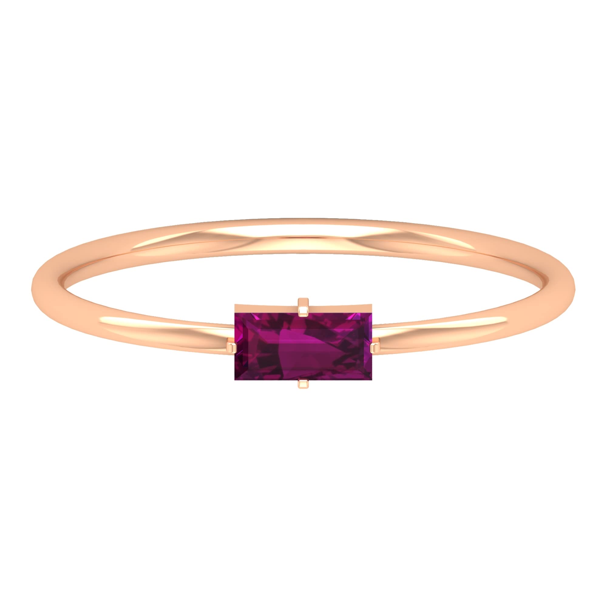 1/4 CT Natural Rhodolite Promise Ring for Women - June Birthstone East West Ring in 14K Solid Gold - Perfect for Anniversaries, Engagements & Special Occasions