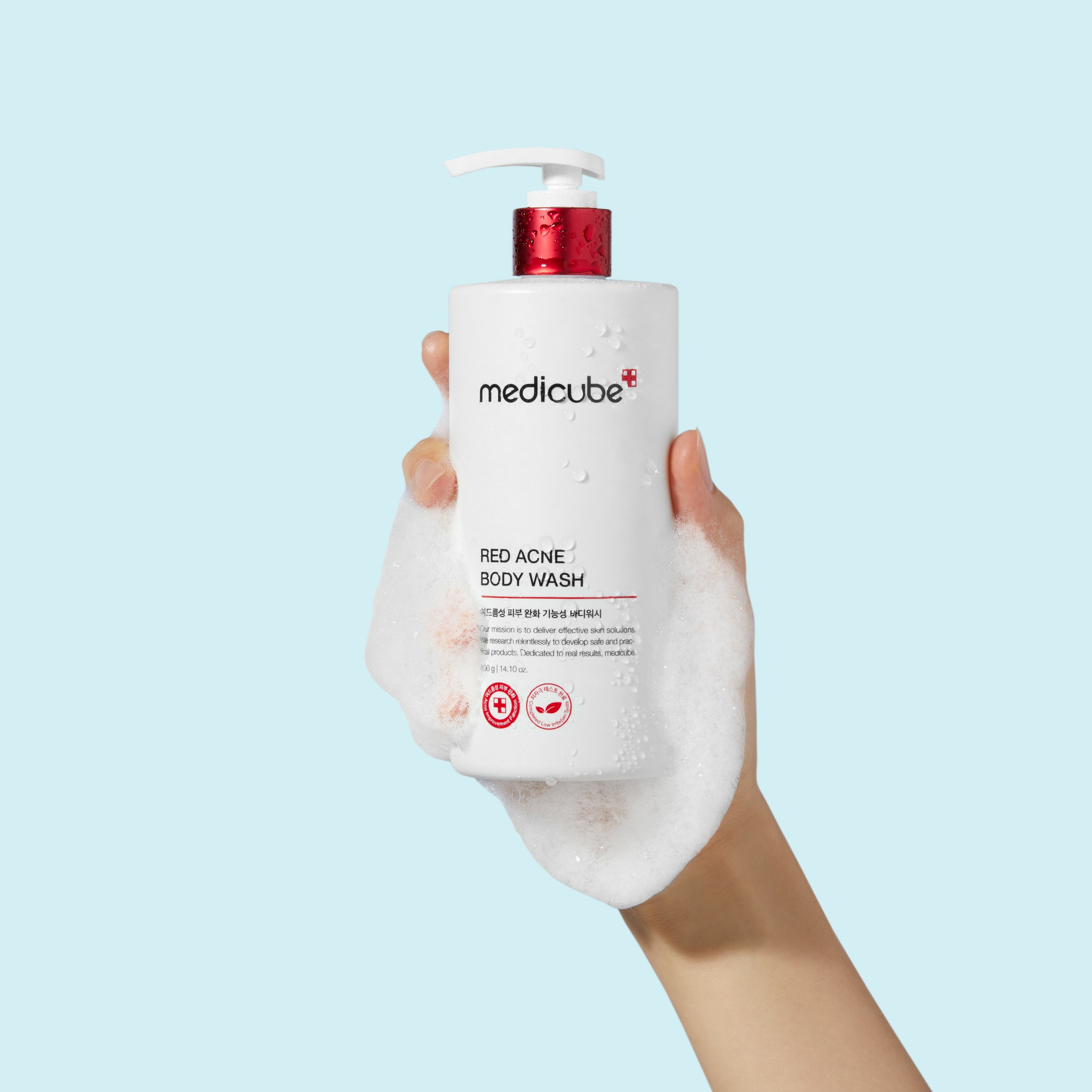 Medicube Red Acne Body Wash 400g - Acne Treatment & Exfoliating Body Cleanser for Back & Chest - Gentle Formula for Sensitive Skin - Perfect for Shower & Daily Skincare Routine