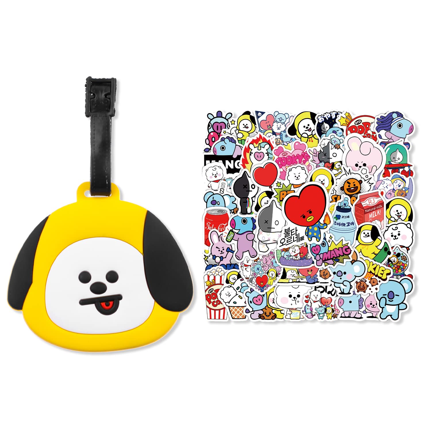 BTS BT21 Chimmy Luggage Tag - Kpop Army Travel ID Tag with Stickers for Suitcases, Backpacks & Bags | Cute BT21 Character Accessories for Kpop Fans & Travel Enthusiasts
