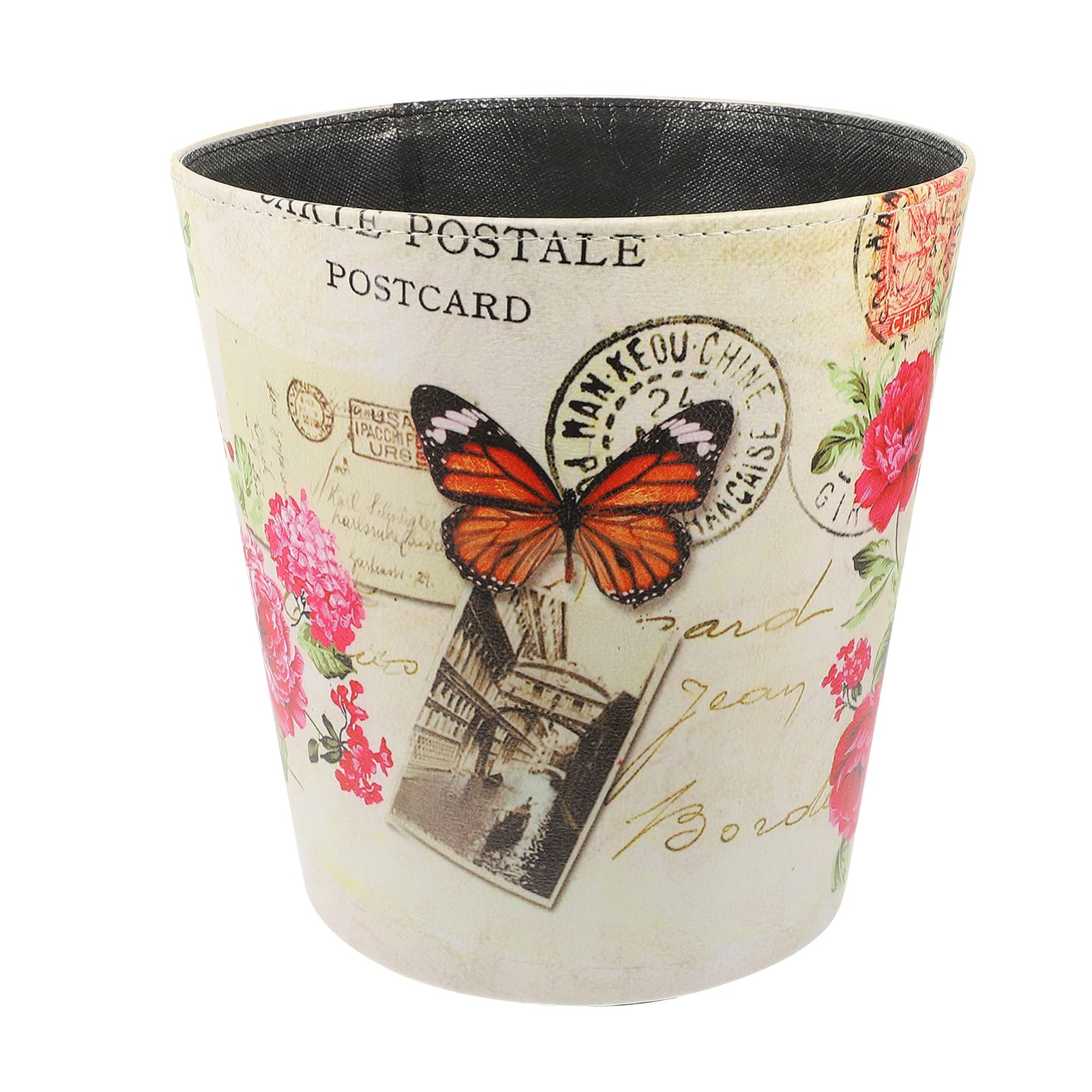 Vintage Leather Trash Bin - European Style Wastebasket with Large Capacity, Small Garbage Can for Home, Office & Bathroom | Durable Storage Bucket for Waste Disposal & Organization
