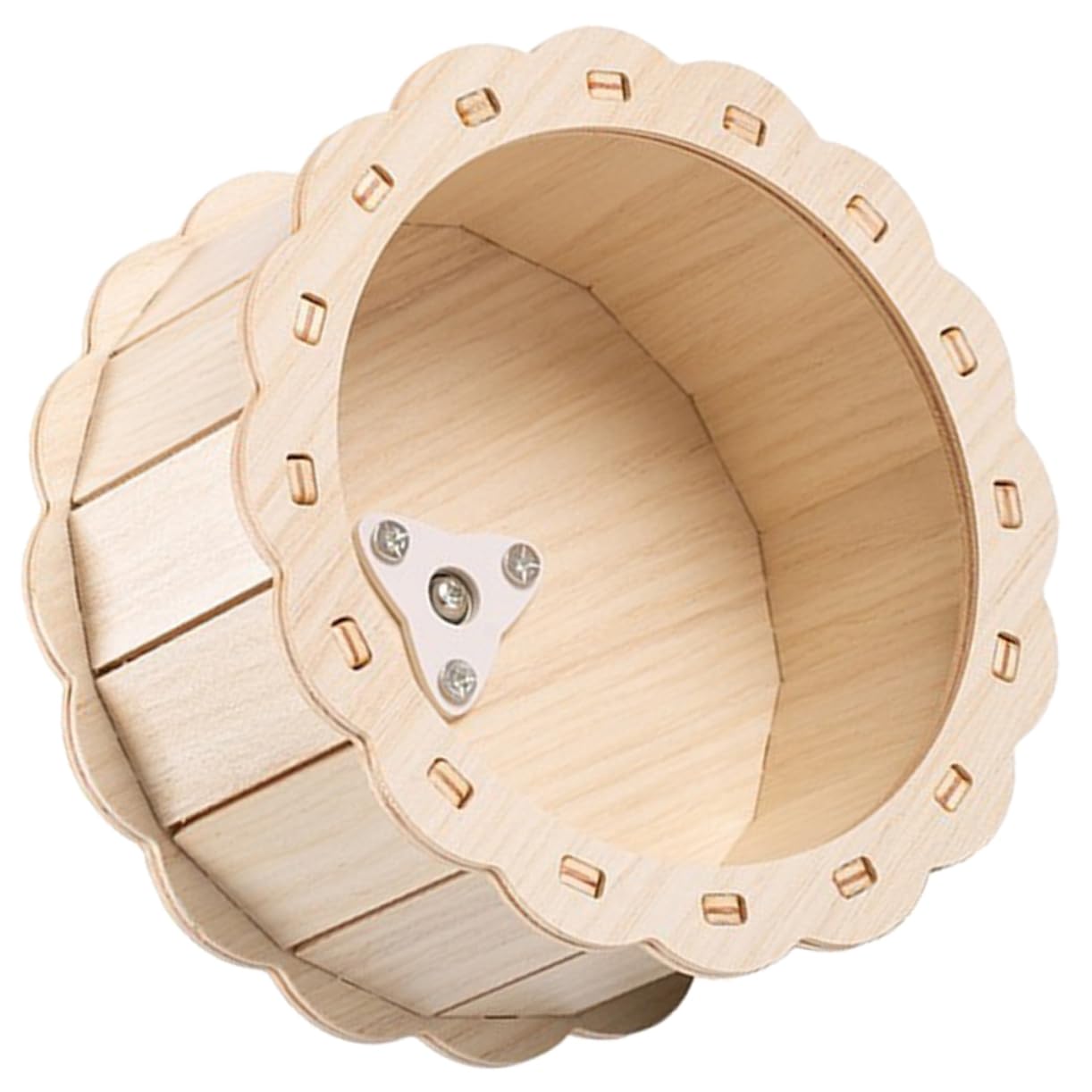 Silent Wooden Hamster Exercise Wheel - Small Pet Running Saucer Toy for Hamsters, Gerbils & Mice - Perfect for Cage, Playpen & Nighttime Use (1pc)