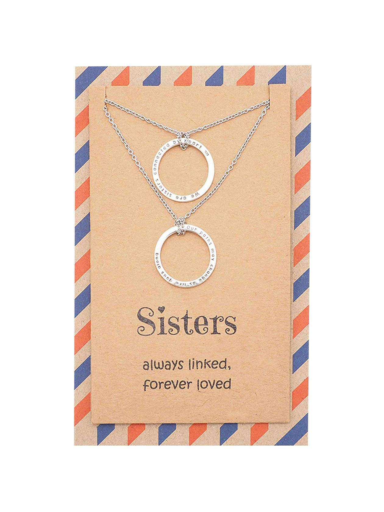 Sister Necklace Set of 2 - Meaningful Best Friend Gifts for Sisters, BFFs & Sister-in-Law - Handmade Birthday Jewelry for Women - Perfect for Anniversaries, Christmas & Special Occasions