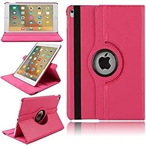 TechCode 360° Rotating Slim Lightweight PU Leather Magnetic Flip Folio Stand Case for iPad Air 3 (10.5-inch, 3rd Gen 2019) - Smart Auto Sleep/Wake Protective Cover in Hot Pink | Perfect for Work, Travel & Home Use