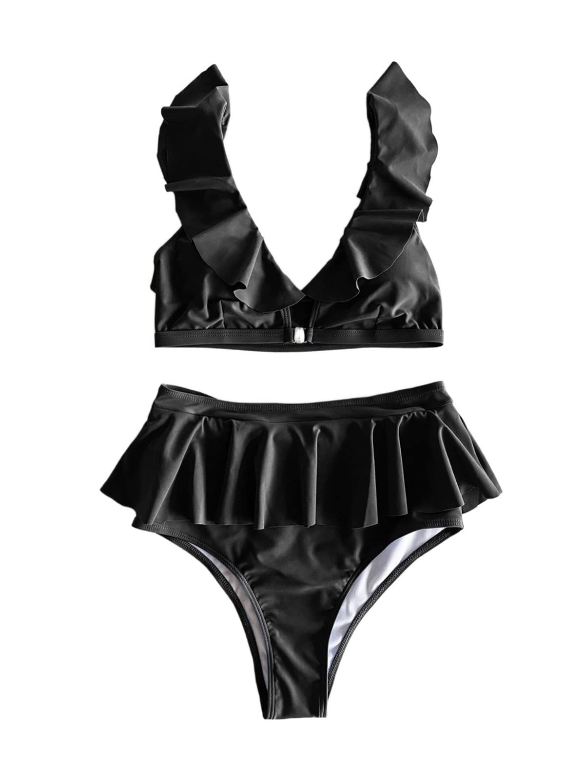 TINMIIR Women's Ruffle Trim Bikini Set with Skirt - Sexy Swimwear for Beach, Pool & Vacation | Two-Piece Swimsuit for Summer, Swim, and Water Sports