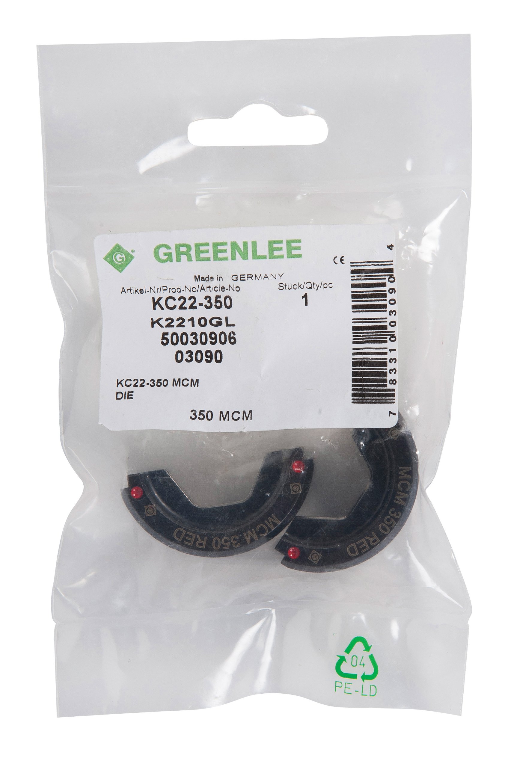 Greenlee KC22-350 Crimping Tool Die - Red | Professional Electrical Wire Crimper for Industrial & DIY Projects | Perfect for Electrical Installations & Repairs