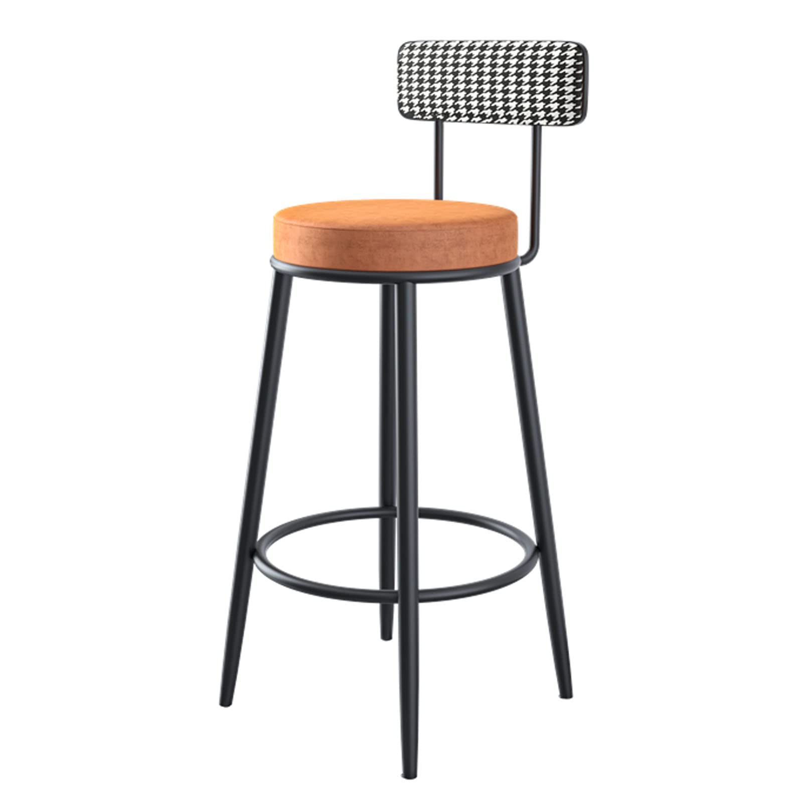 Industrial Bar Stools with Footrest - Upholstered Kitchen Counter Stools for Living Room, Dining Room & Party Room - Heavy Duty Barstool Chairs for Home, Restaurant & Commercial Use