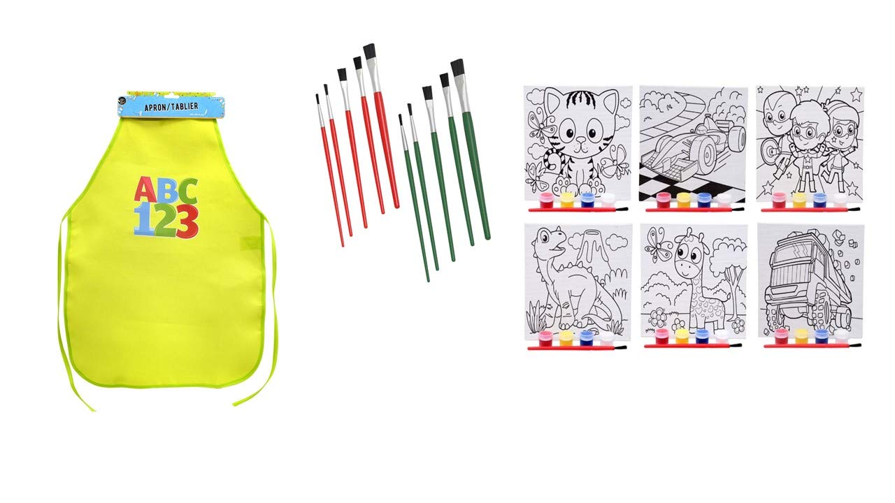 Kids Art Party Aprons - Washable Canvas Painting Smocks for Creative Activities, DIY Crafts & Birthday Party Supplies