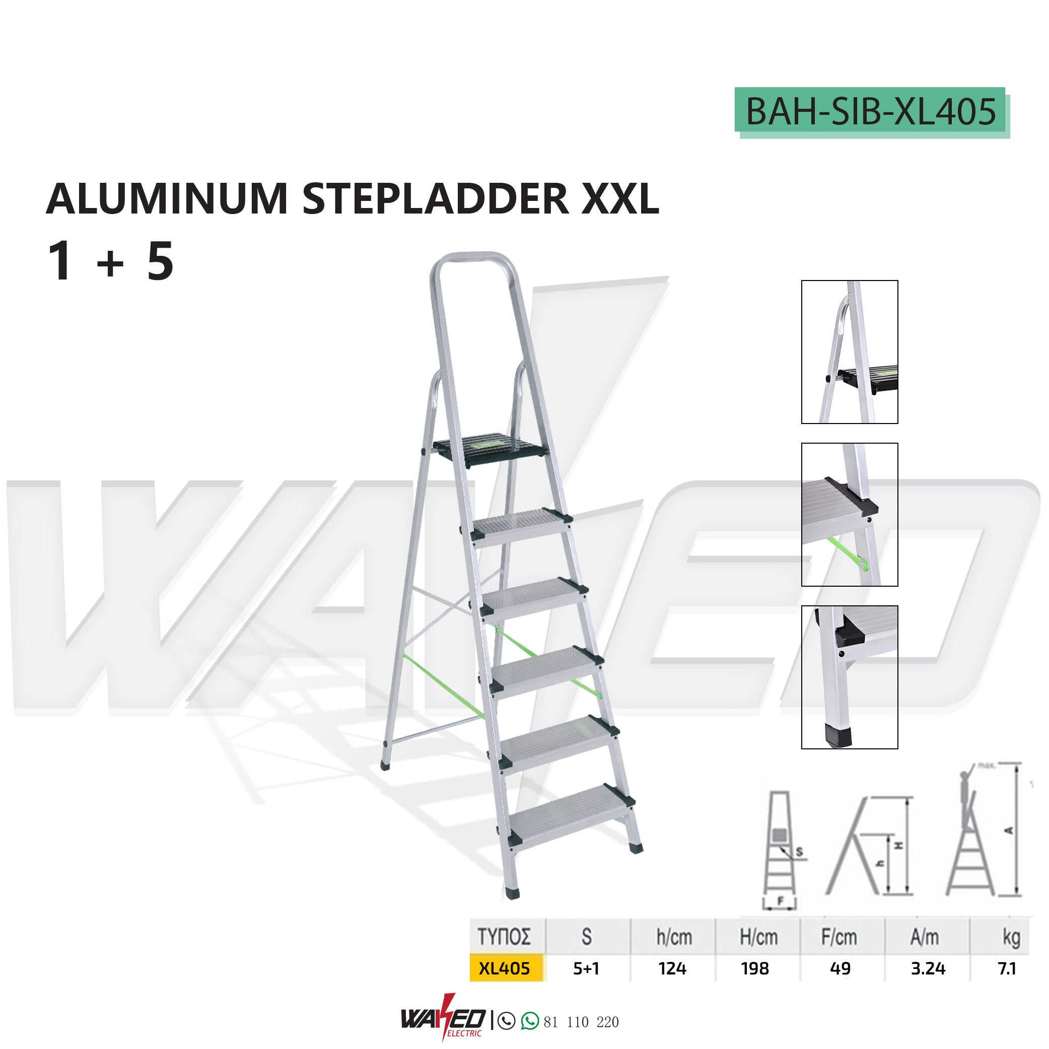 XXL 6-Step Aluminum Step Ladder - Heavy Duty & Lightweight for Home, Garage, and Warehouse Use