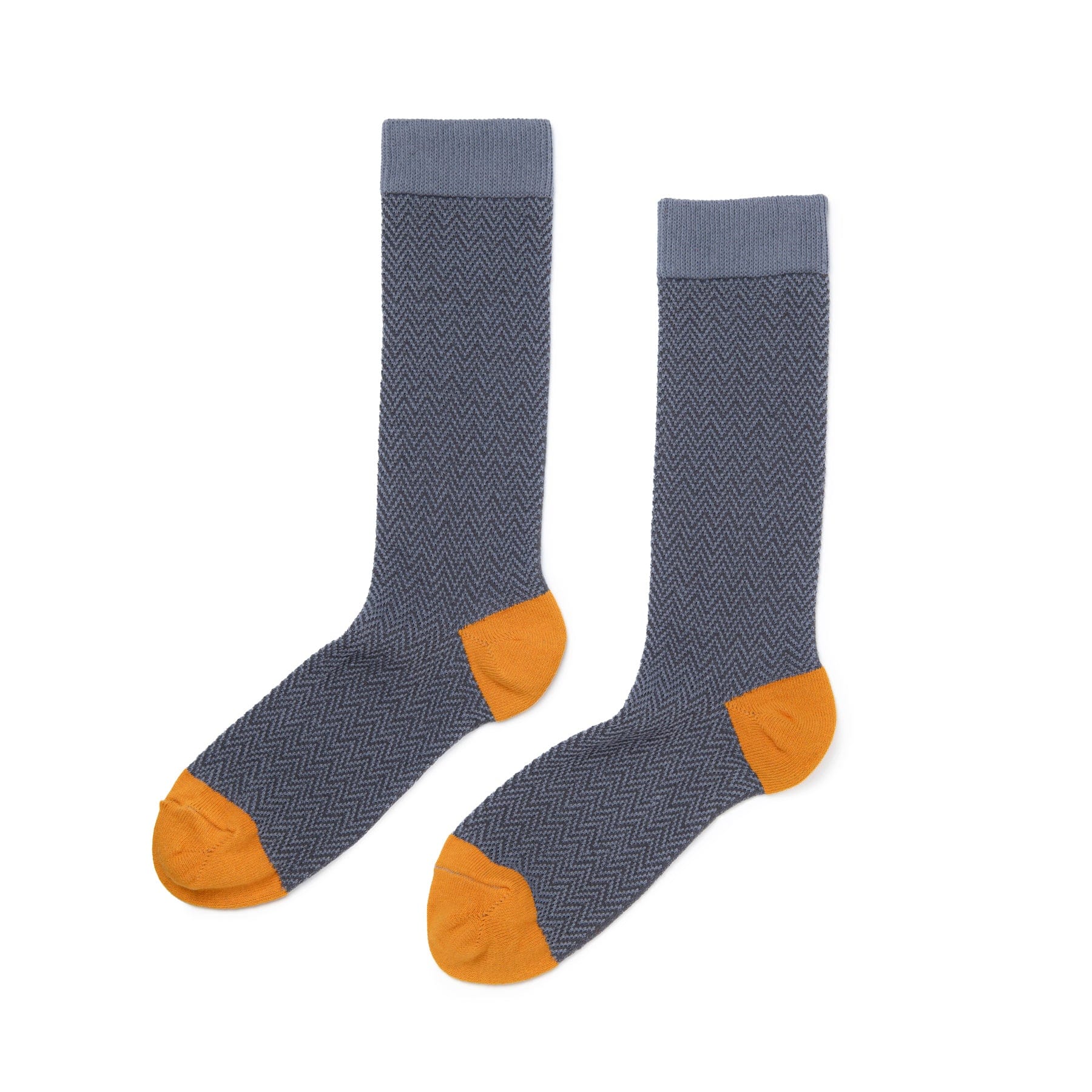 Premium Organic Cotton Herringbone Tall Crew Socks for Men - Steel Grey - Comfortable & Durable Everyday Wear for Work, Hiking & Casual Outfits