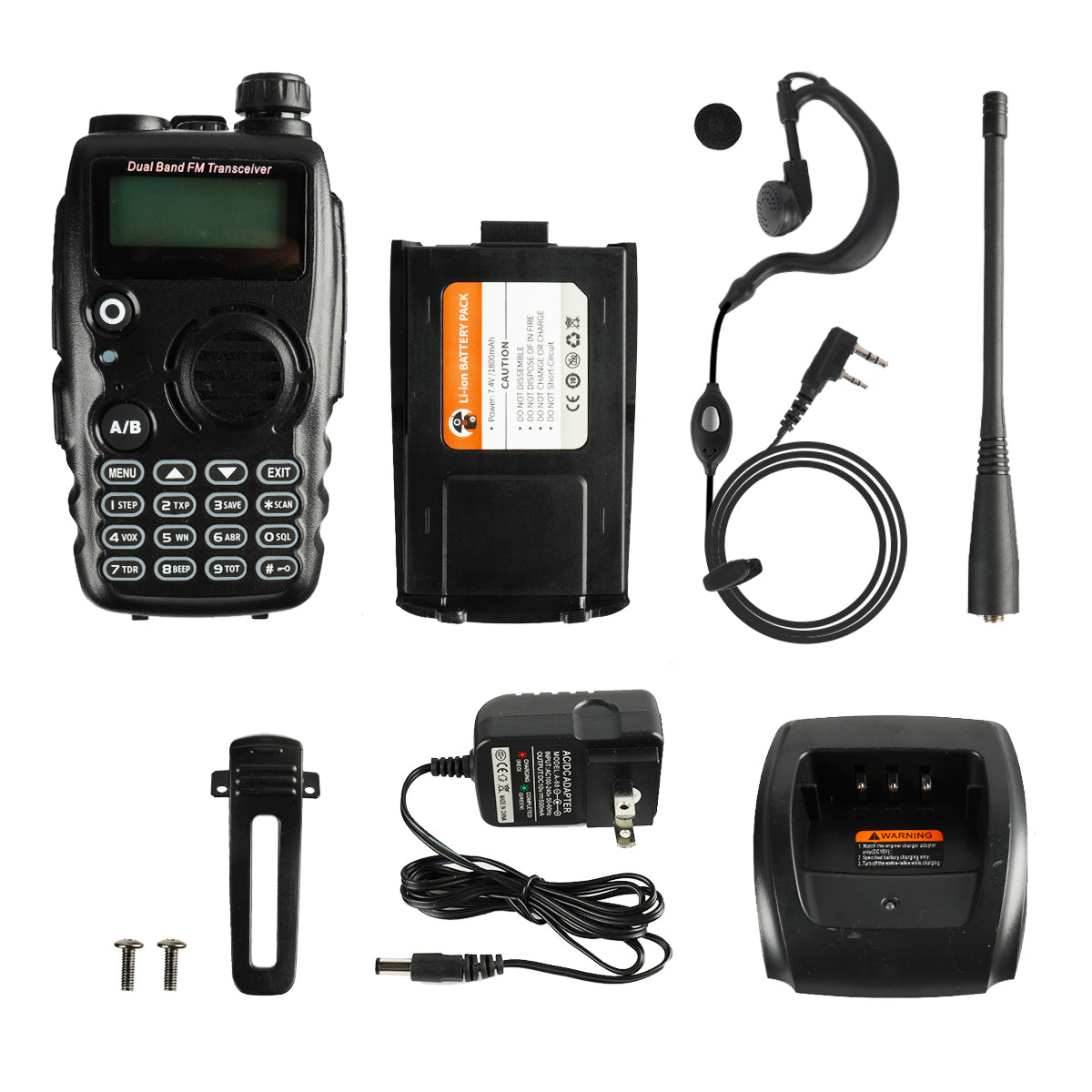 GA 5S Dual Band Tri Power Two-Way Radios (2 Pack + 1 Charging Cable) - Long Range Walkie Talkies for Outdoor Adventures, Construction Sites & Emergency Communication