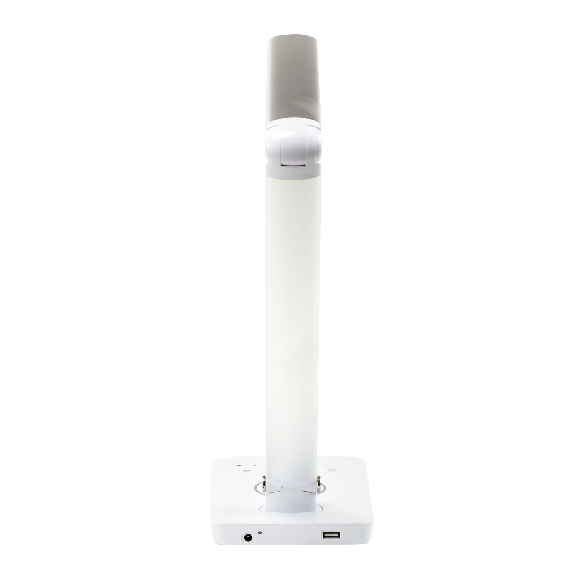 Safco 1009SL Adjustable LED Desk Lamp with Wireless Charging Pad - USB Port, Pivoting Neck, Silver (16