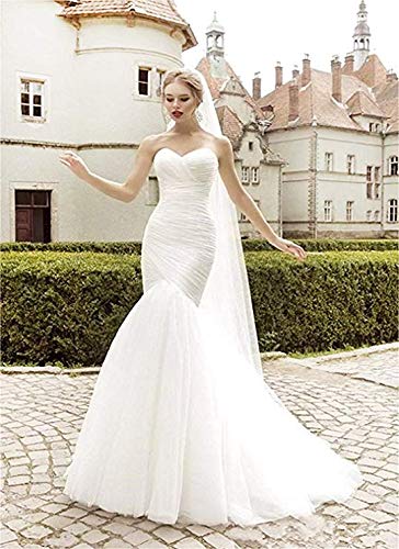 Macria Women's Strapless Sweetheart Mermaid Wedding Dress - Elegant Tulle Bridal Gown for Formal Occasions, Prom, Evening Gala and Special Events