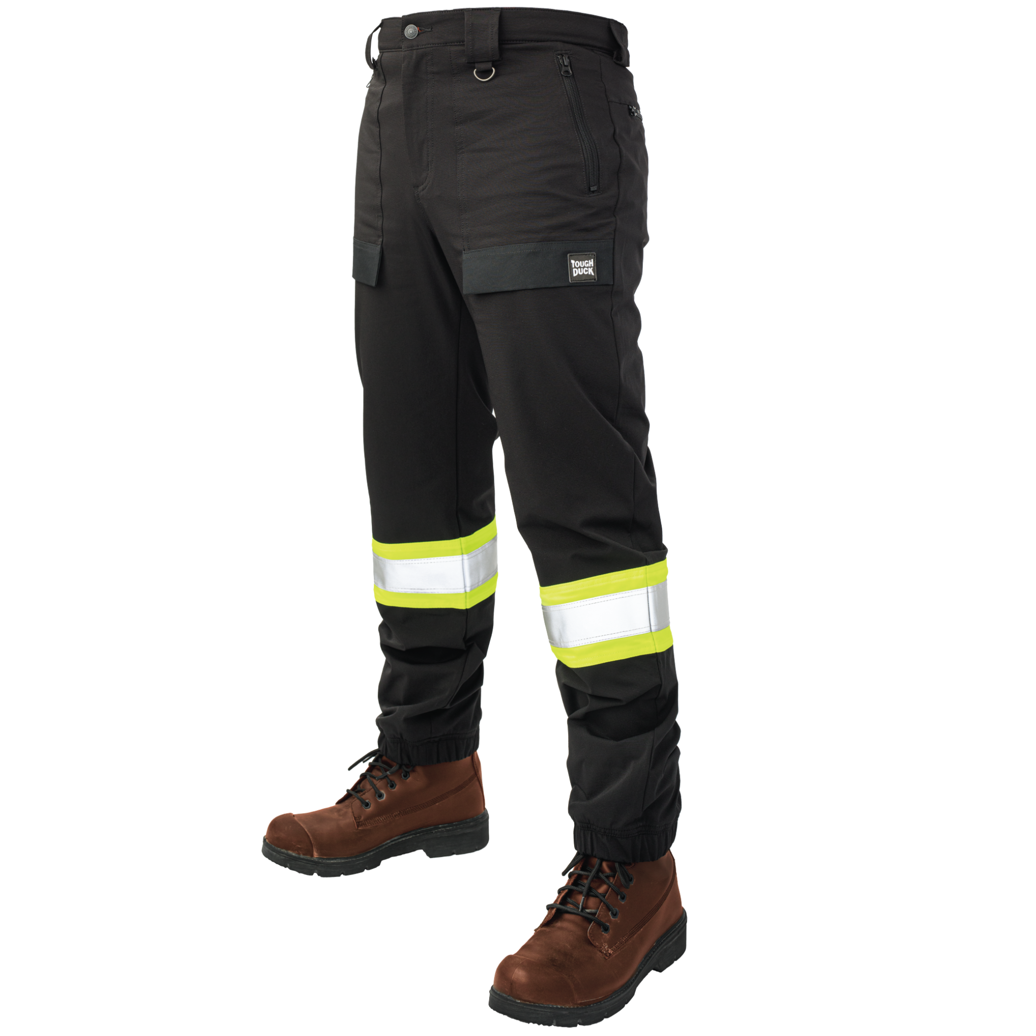 Tough Duck Comfort Fit Stretch Hi-Vis Jogger Pants SP10 - High Visibility Workout & Construction Safety Pants for Men