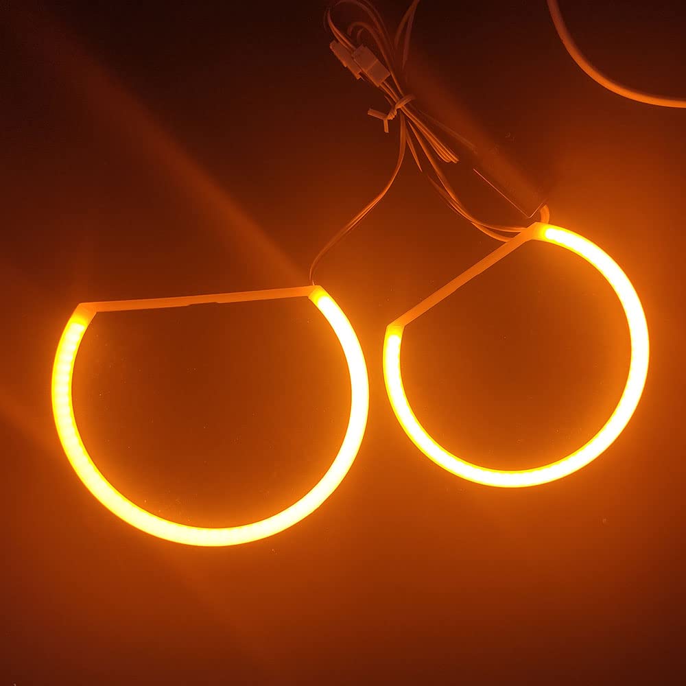 BMW E46 3 Series LED Angel Eyes Halo Ring Kit - White & Amber for Daytime Running Lights | Non-Xenon Headlights Upgrade