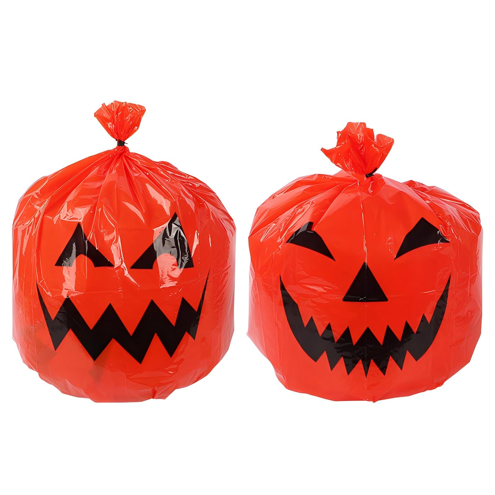 Pumpkin Pattern Halloween Lawn Bags - 2 Pack Plastic Leaf Bags for Outdoor Fall Decorations, Yard Trash Collection & Spooky Halloween Decor | Perfect for Front Porch Display, Autumn Parties & Seasonal Cleanup