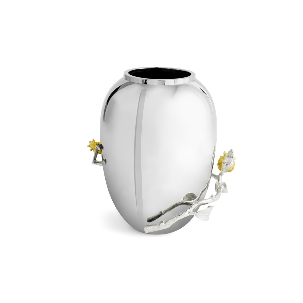 Elegant Pomegranate Silver & Gold Vase - Handcrafted Home Decor for Wedding Centerpieces, Dining Table & Luxury Gift Giving