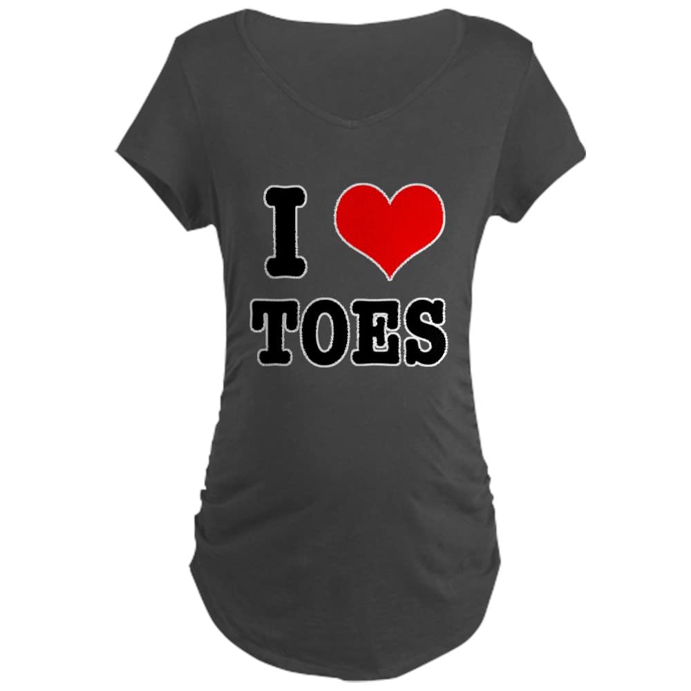CafePress I Heart (Love) Toes Maternity Dark T-Shirt for Pregnant Women | Comfortable Cotton Maternity Tee for Casual Wear & Pregnancy Announcements