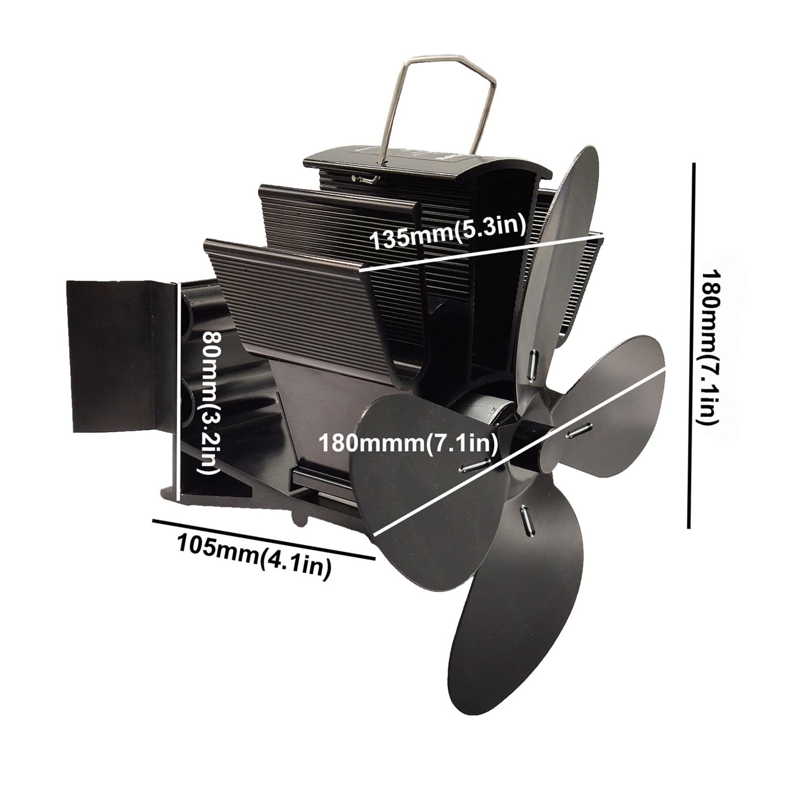 4-Blade Heat Powered Fireplace Fan - Quiet Eco-Friendly Stove Fan for Wood Burners & Log Stoves - Perfect for Home Heating & Energy Efficiency
