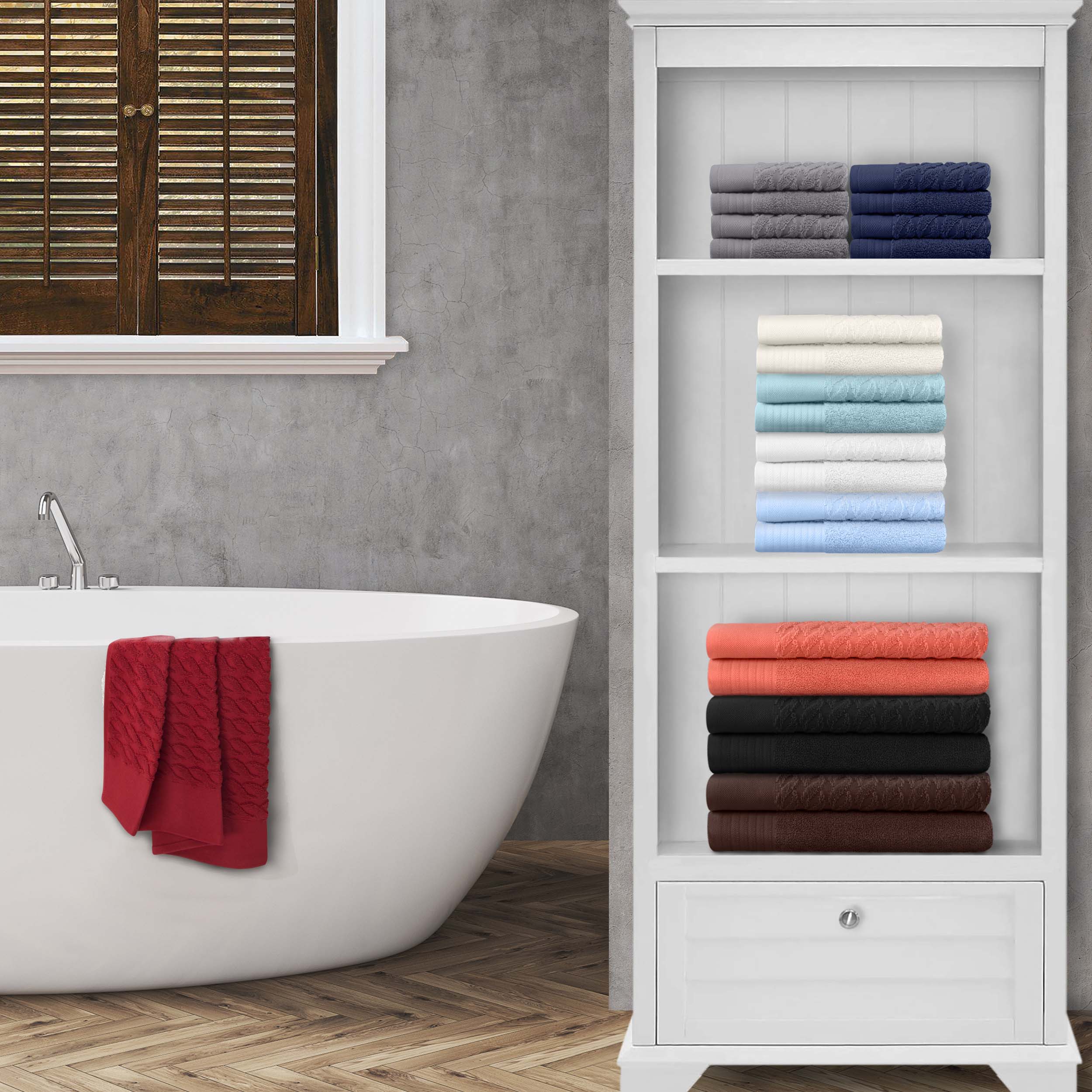 Premium 6-Piece Turkish Cotton Jacquard Herringbone Bath Towel Set - Ultra Absorbent, Soft & Quick-Drying - Perfect for Spa, Bathroom & Luxury Home Use
