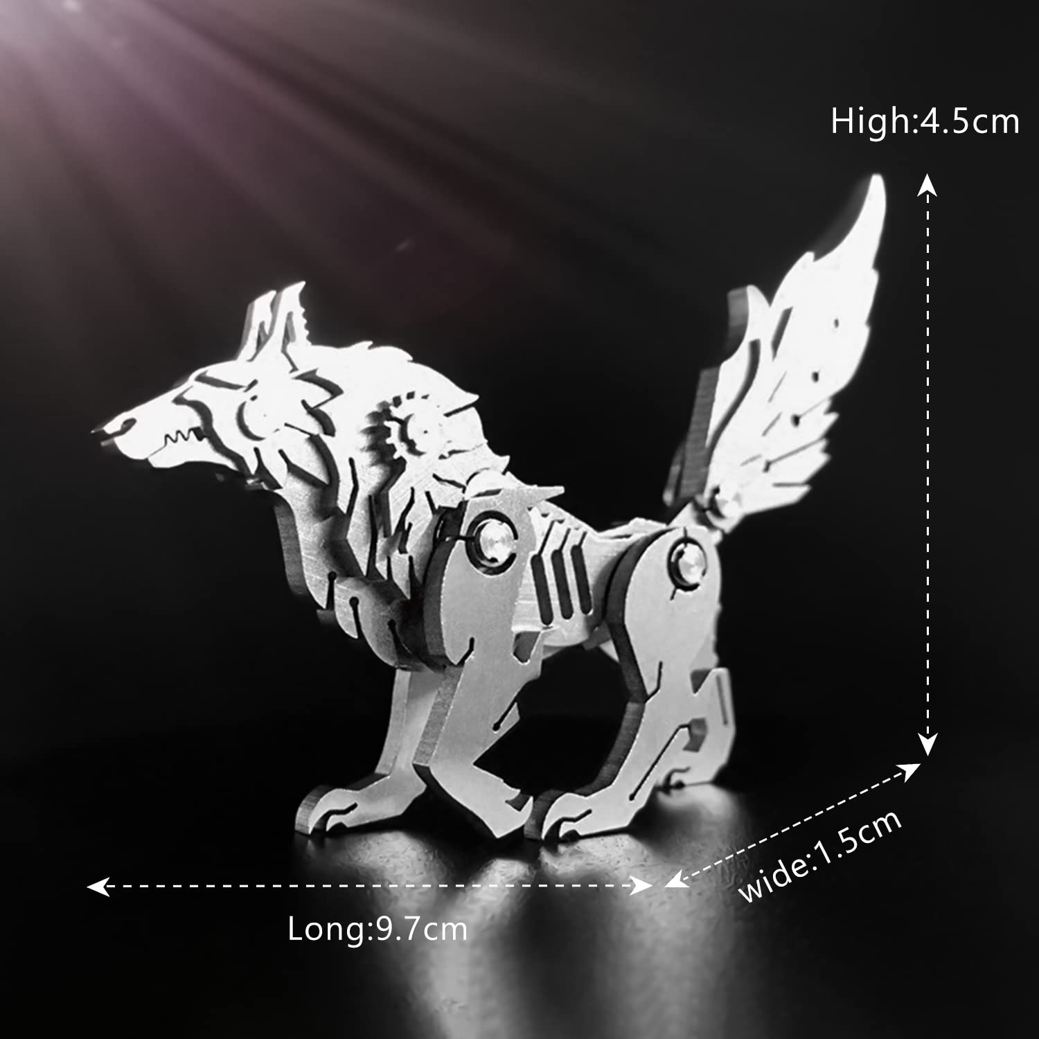 3D Metal Model Kits - DIY Mechanical Wolf Puzzle | Steel Animal Series Brain Teaser for Adults | Home Decor Art Craft & Unique Gift Idea | Perfect for Stress Relief, Office Desk Display & STEM Learning Activities