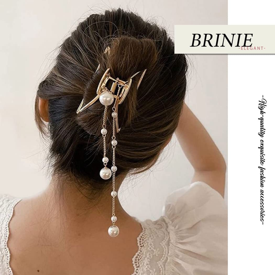 Butterfly Hair Clips for Women - Pearl Tassel Hair Clamps, Small Hair Claw Barrettes for Girls, Hair Styling Accessories (1 Pack) - Perfect for Parties, Weddings and Everyday Hairstyles