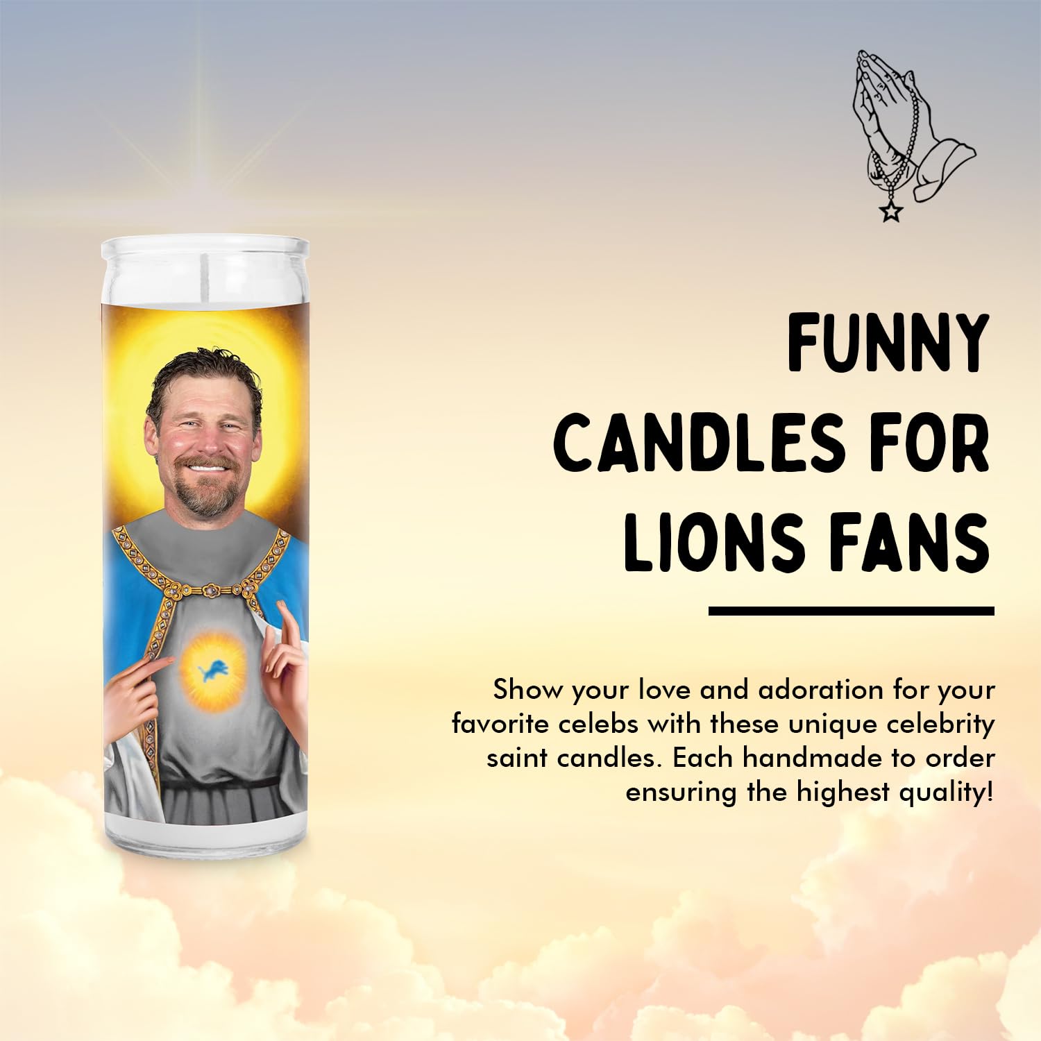 Coach Dan Campbell Scented Candle - Funny Football Gift Idea - Handmade White Votive Glass Jar Candle - Devotional Candles for Detroit Lions Fans - Unique Novelty Gift for NFL Lovers | Perfect for Game Day Decor, Home Office Aromatherapy & Sports Fan Collectibles