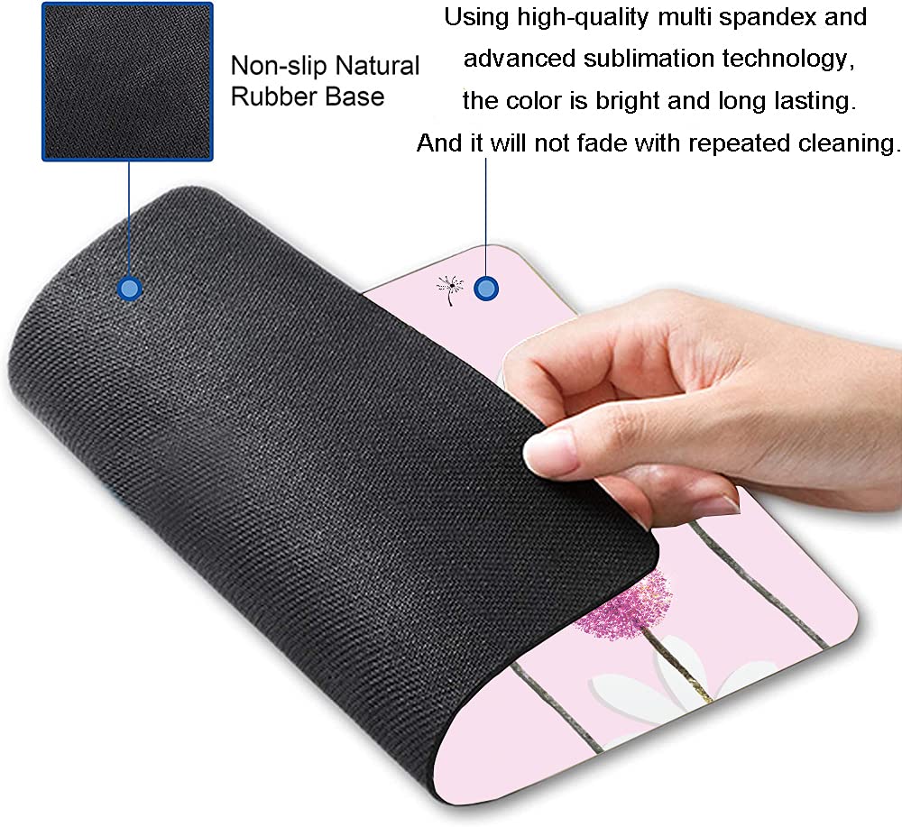 IMAYONDIA Blue Purple Dandelion Flower Mouse Pad - Soft Pink Customized Waterproof Mousepad with Non-Slip Rubber Base - Perfect for Office, Gaming & Home Computer Use