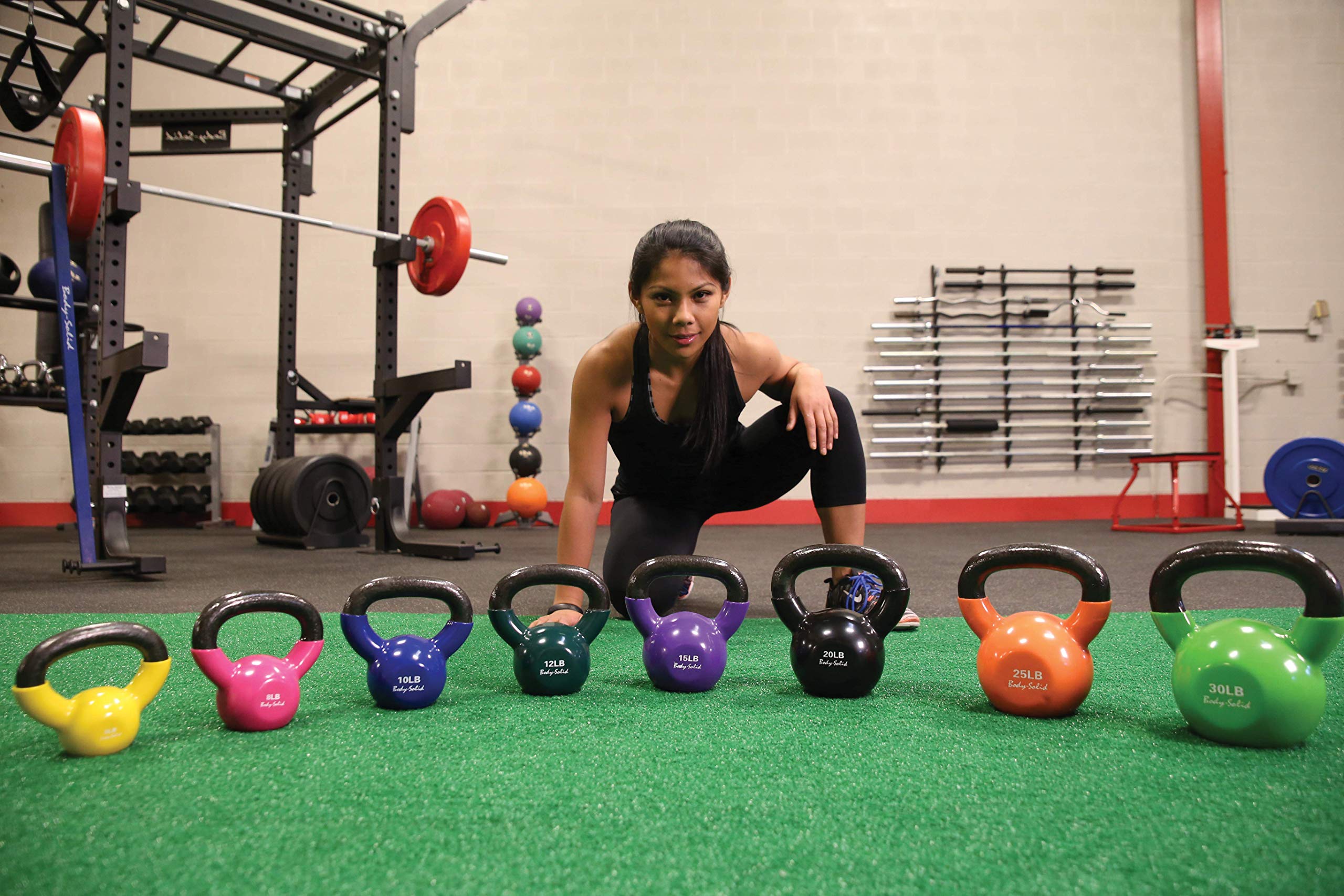 Body Solid Vinyl Coated Kettlebell Set - 12-40 lbs Weight Options for Home Gym & Cross Training - Durable Workout Equipment for Strength Training, HIIT & Functional Fitness