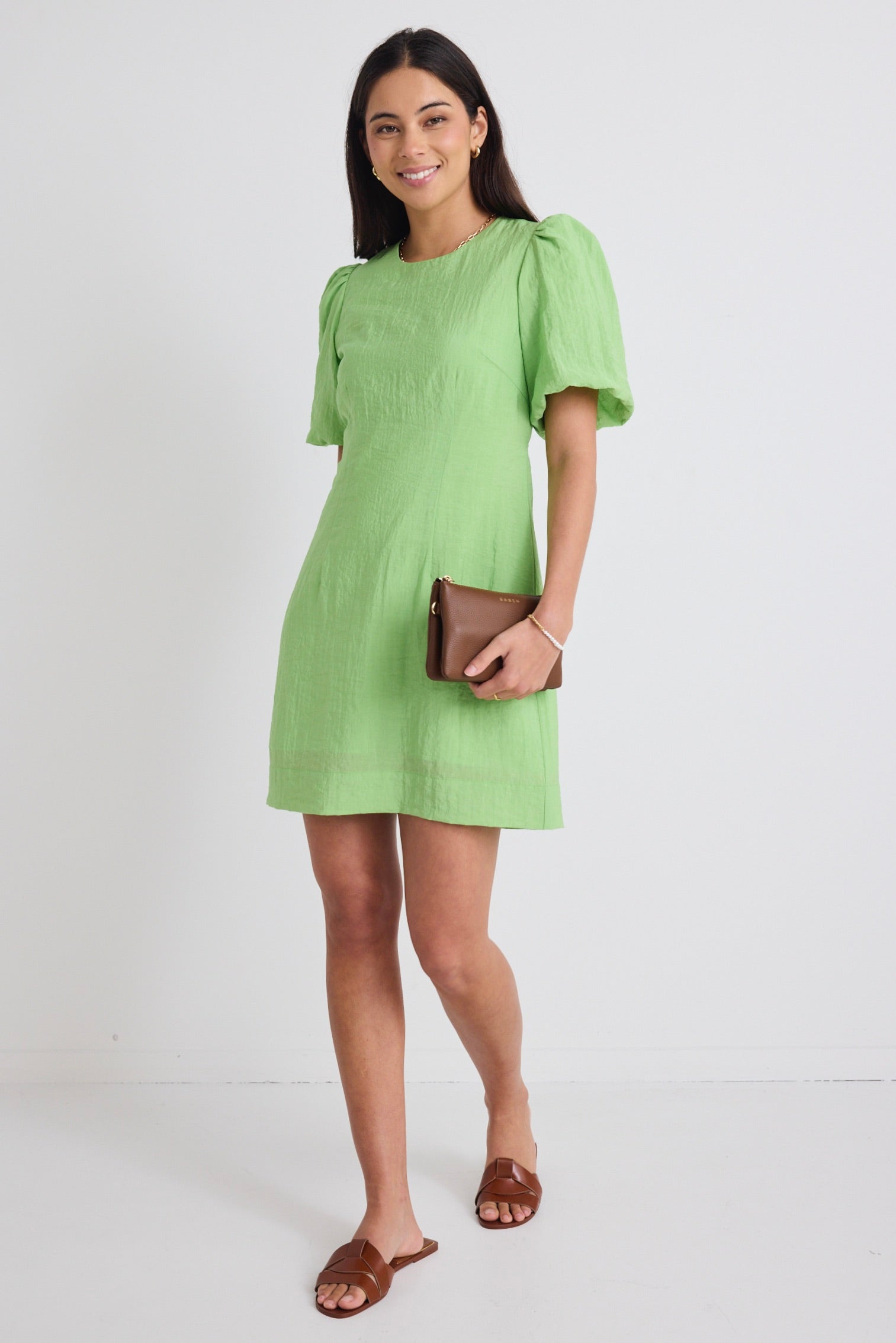 Emory Apple Puff Sleeve Tie Mini Dress - Women's Floral Summer Dress for Party, Date Night & Vacation - Perfect for Beach, Wedding & Outdoor Events