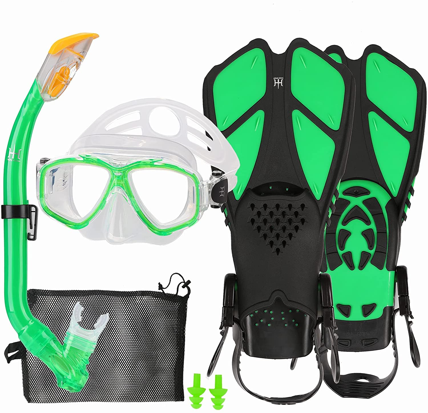 **Kids Snorkel Set - Adjustable Diving Mask, Snorkel & Swim Fins with Anti-Fog & Anti-Leak Design, Includes Mesh Bag - Perfect for Snorkeling, Swimming & Beach Adventures**
