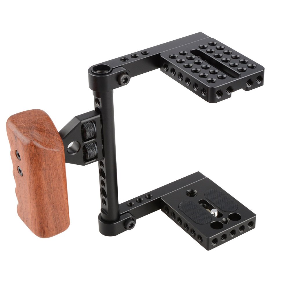 CAMVATE DSLR Video Camera Cage Stabilizer Rig with Wooden Handle - Compatible with Canon, Nikon, Sony DSLR Cameras - Professional Camera Accessories for Vlogging, Filmmaking & Photography