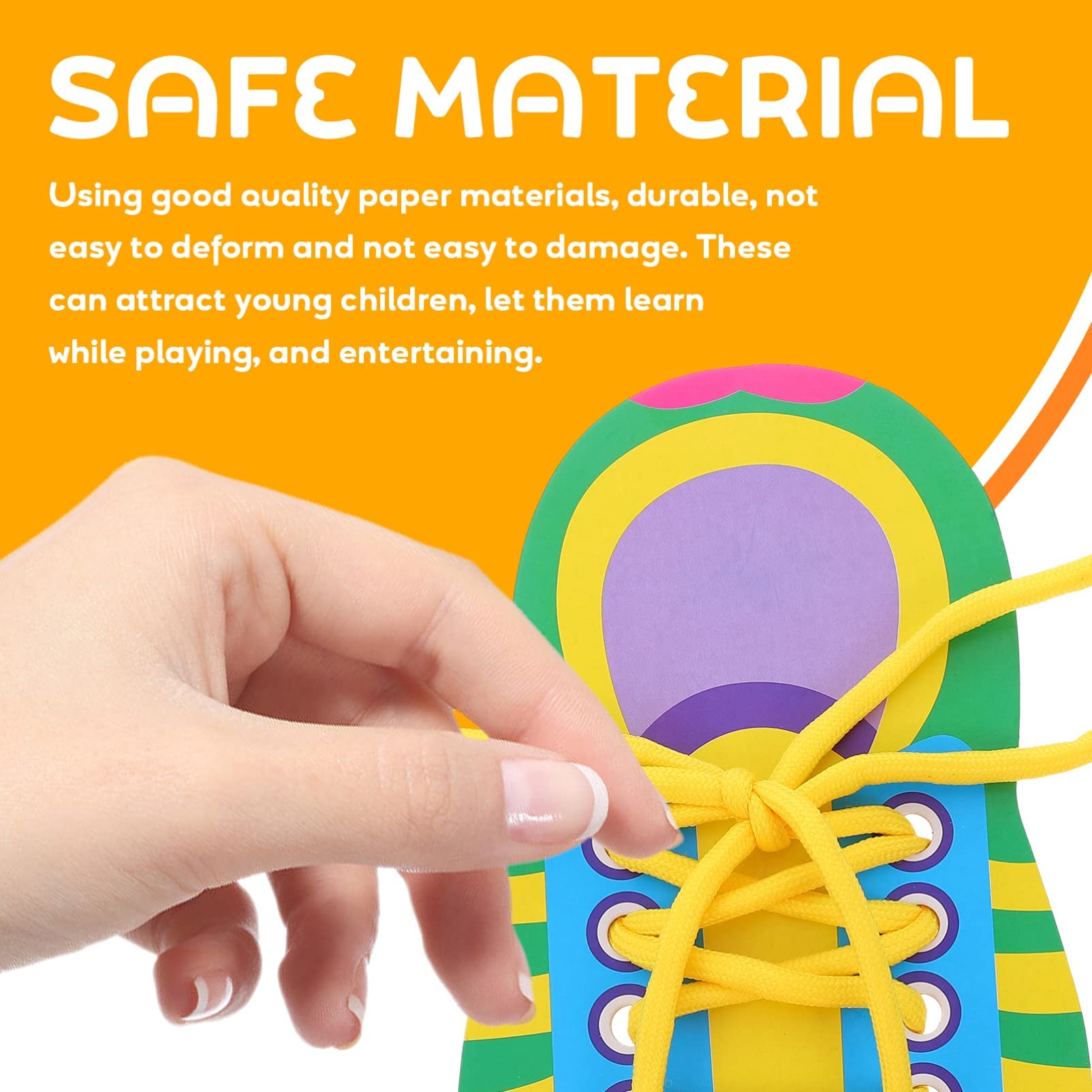 NUOBESTY Kids Learn to Tie Shoelaces Toy - 5 Sets Fine Motor Skills Teaching Toys for Toddlers & Preschoolers - Early Educational Lacing Activity for Shoe Tying Practice at Home or School