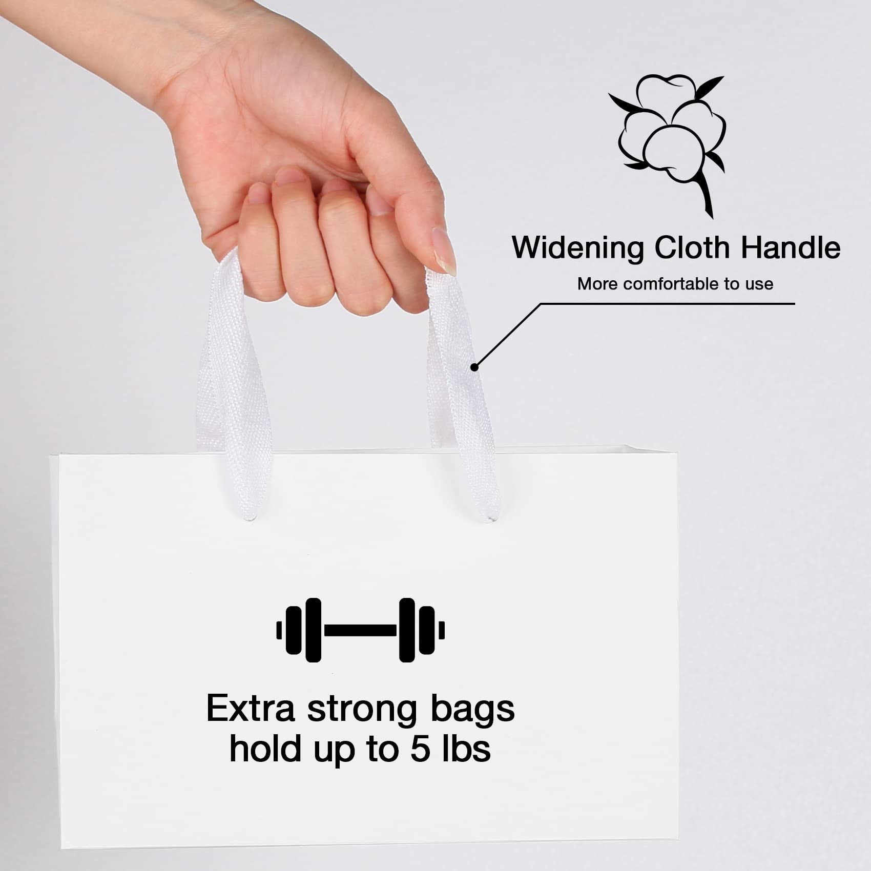 Eco-Friendly White Kraft Paper Gift Bags 10-Pack with Ribbon Handles - 8