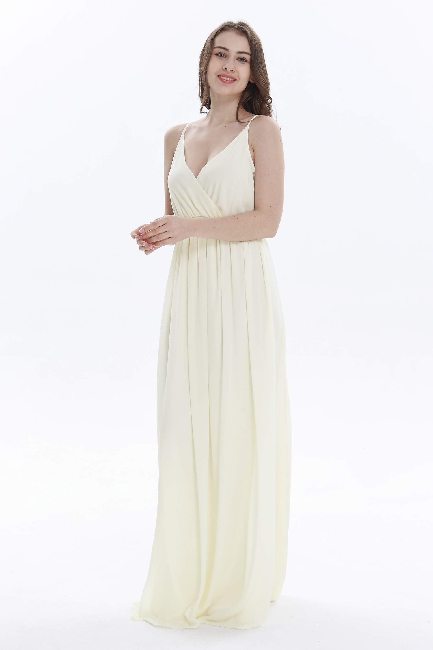 Hawaii Women's Beach Wedding Dress - V Neck Spaghetti Strap Floor Length Bridesmaid Gown for Summer Vacation, Tropical Party & Destination Weddings