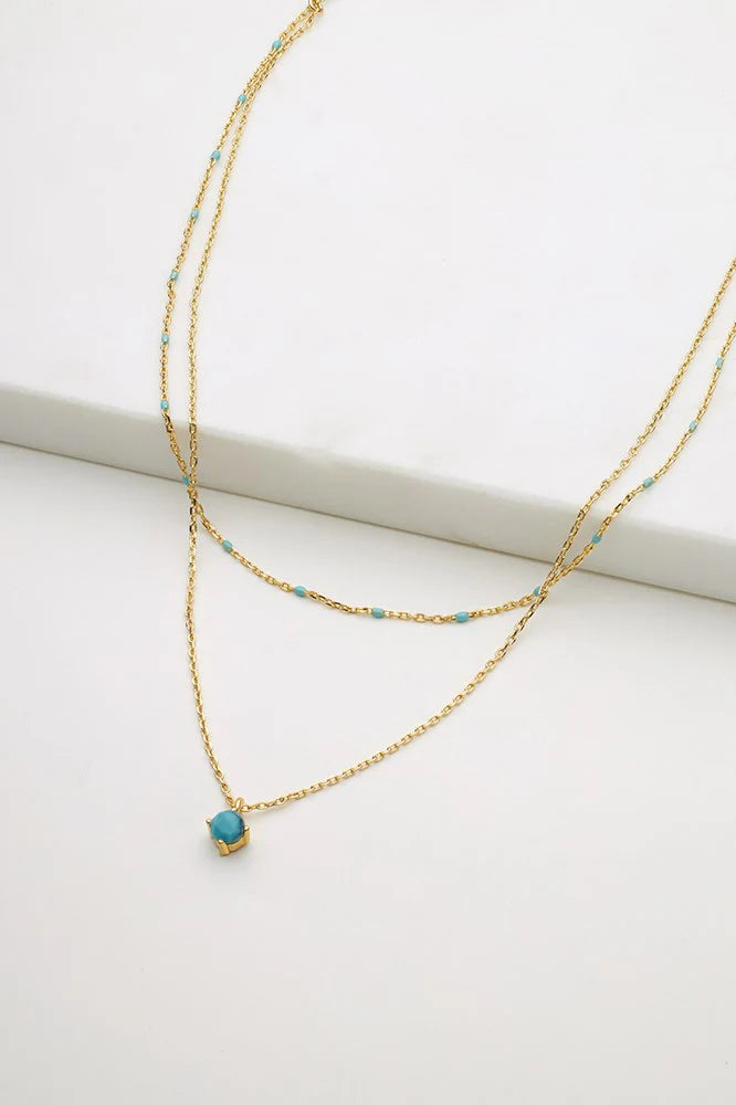 Zafino Layered Blue Mini Necklace for Women - Dainty Elegant Layered Pendant Jewelry - Perfect for Everyday Wear, Date Night & Special Occasions