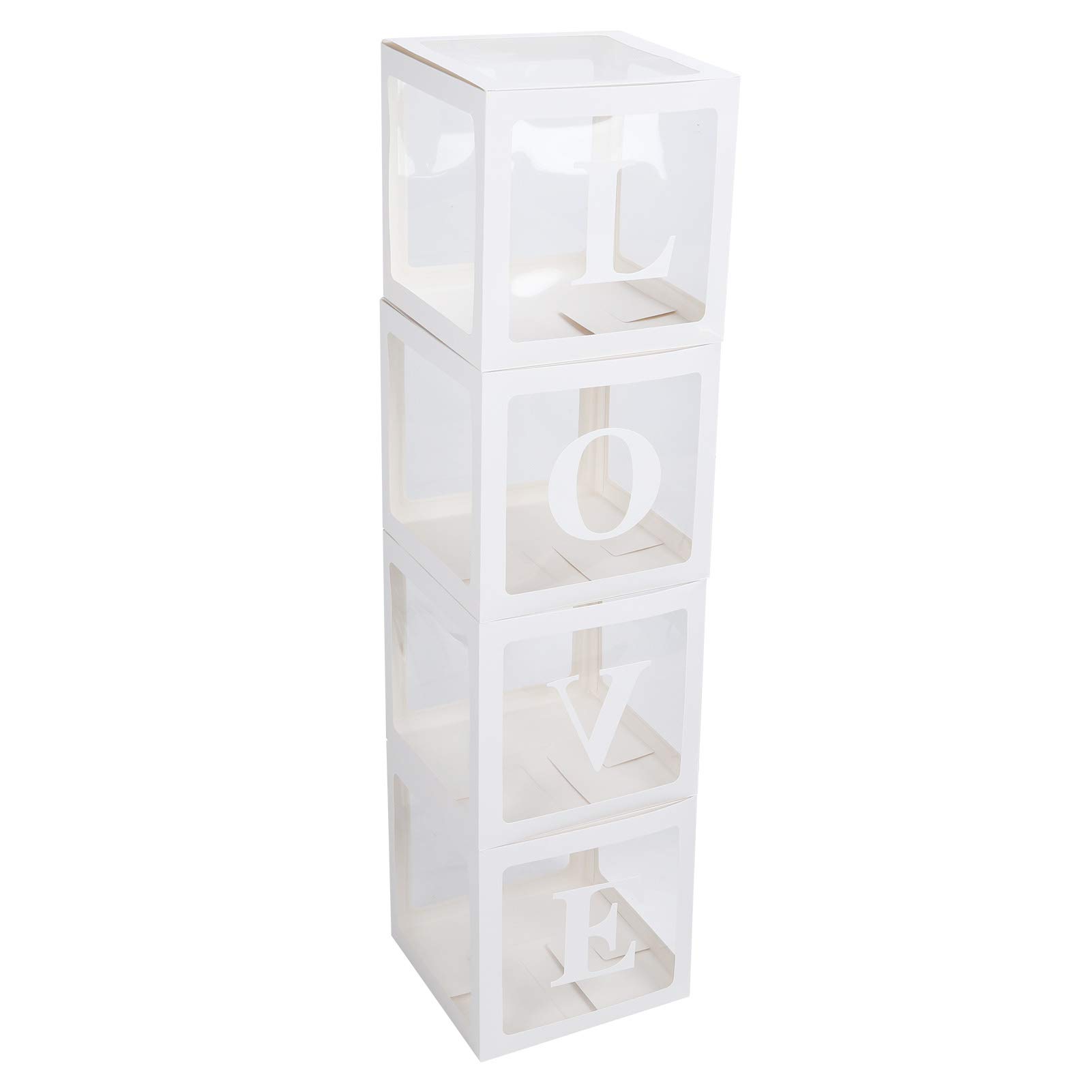 4Pcs Transparent Balloon Boxes for Birthday & Gender Reveal Decor