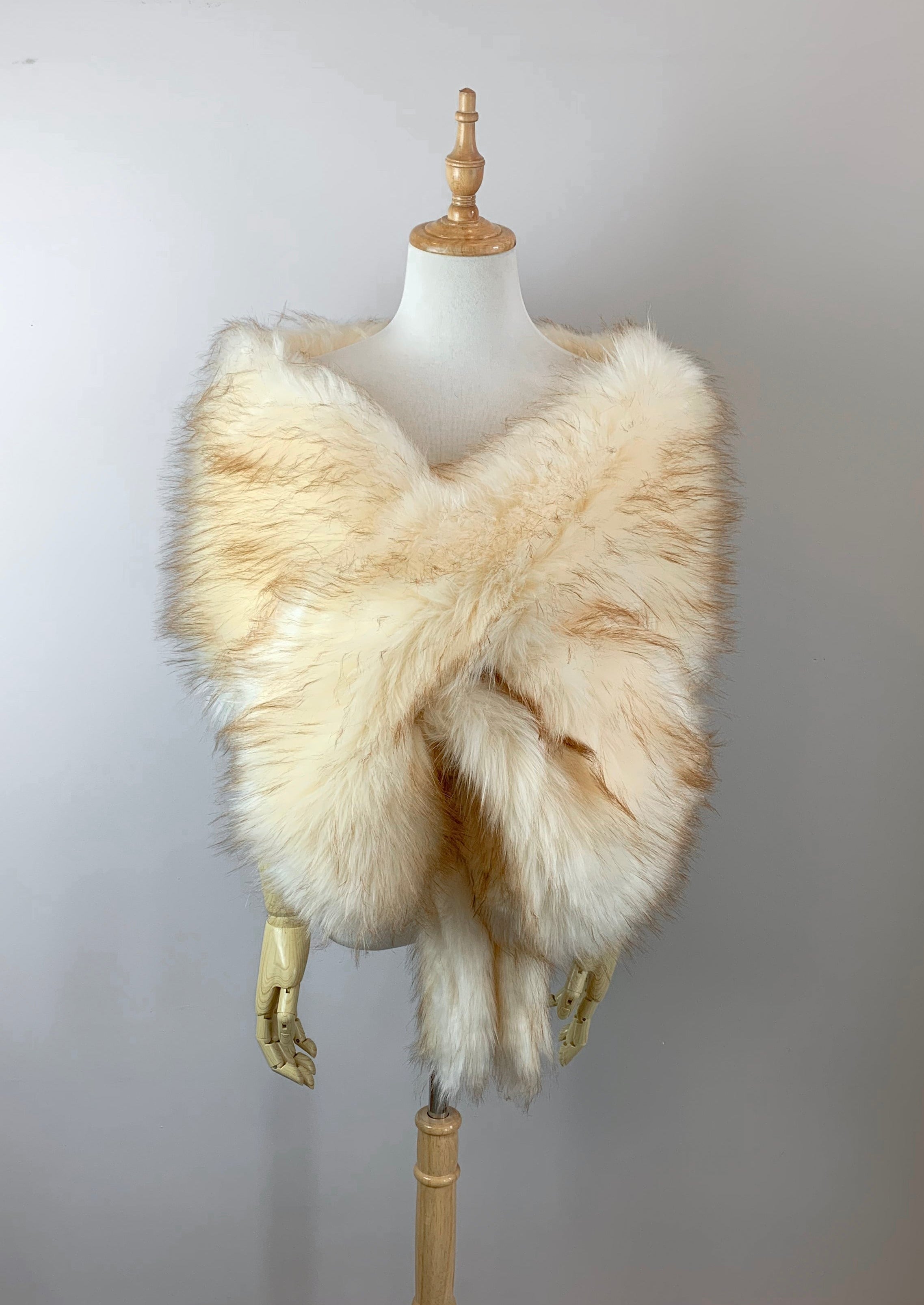 Elegant Champagne Fur Shawl Wrap - Soft & Luxurious Winter Scarf for Women (Lilian Cha02) - Perfect for Weddings, Parties & Cold Weather Fashion