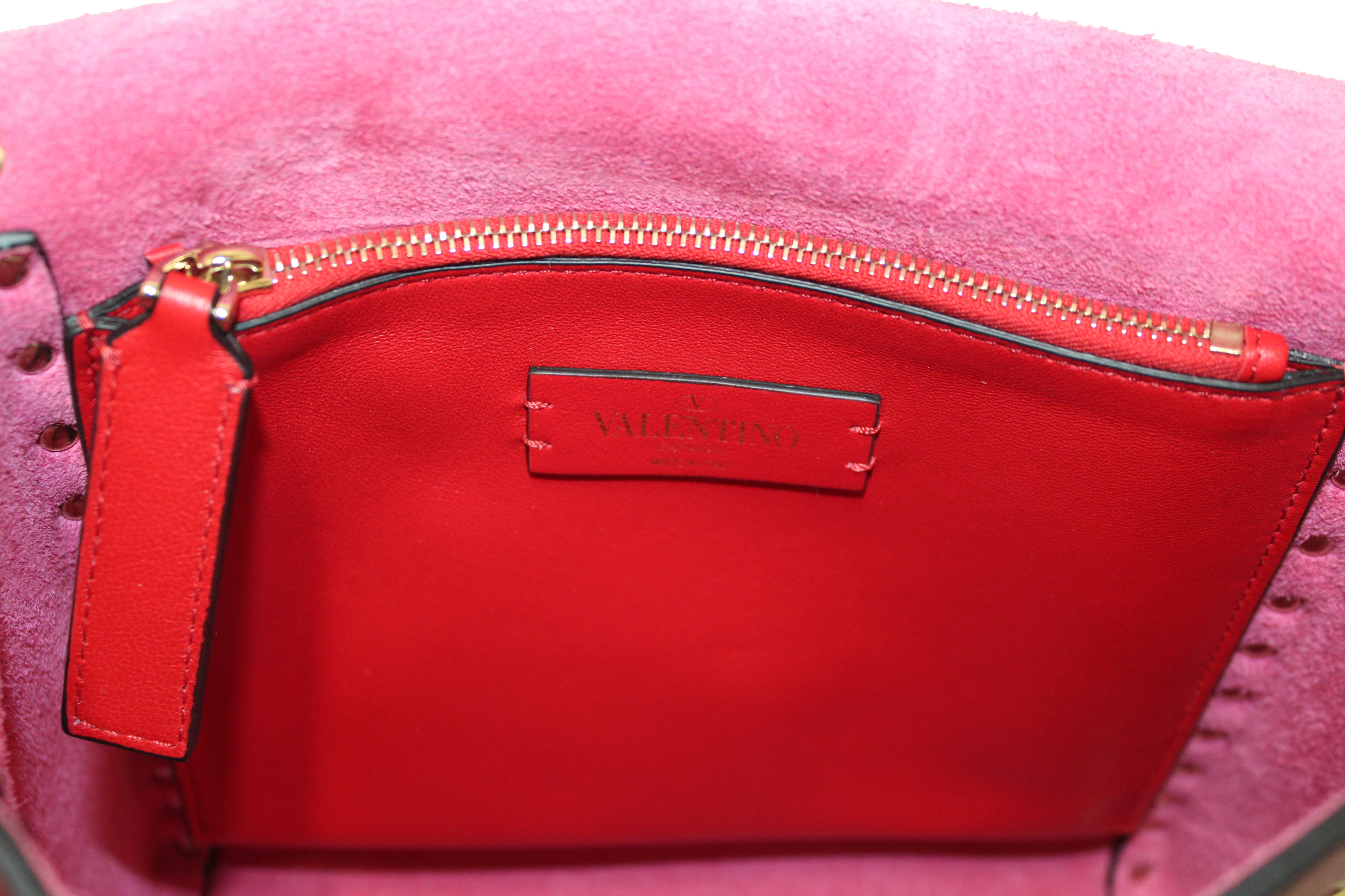 Authentic NEW Valentino Garavani Pink Pebbled Calfskin Rockstud Flip Lock Flap Messenger Bag - Luxury Crossbody Bag for Women, Perfect for Work, Travel & Everyday Use