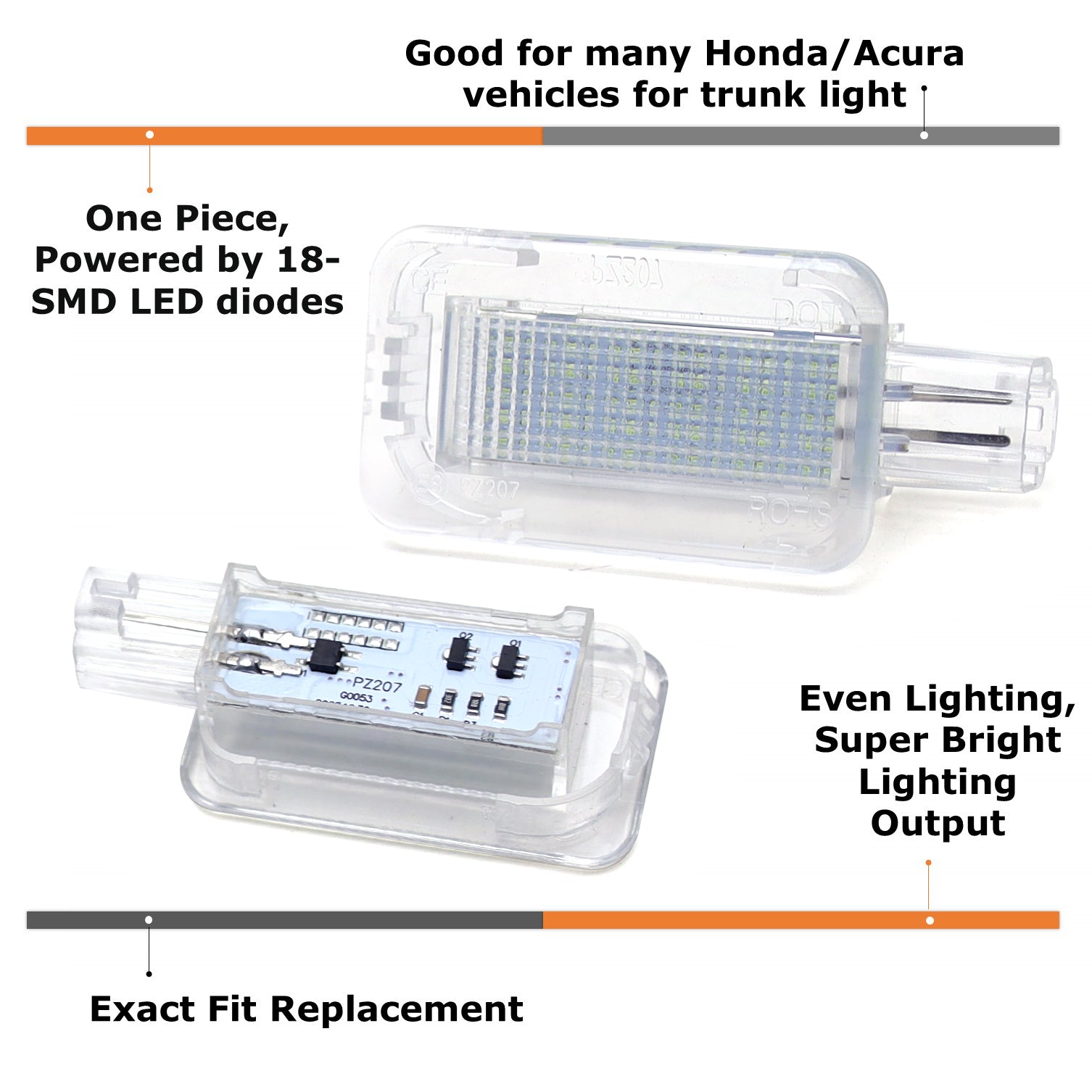 2W High Power Ice Blue LED Trunk Cargo Light for Acura Honda - Bright Interior Lighting for Nighttime Visibility & Car Organization