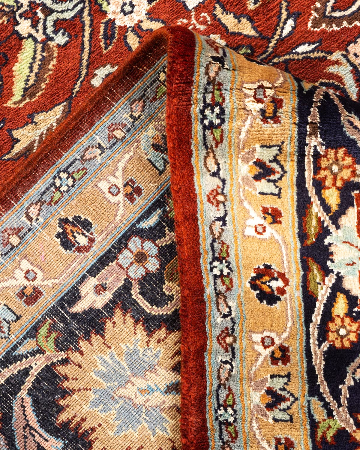 Handmade Wool Oriental Mogul Brown 6x9 Area Rug - Traditional Hand-Knotted Solo Rugs for Living Room, Bedroom & Dining Room Decor