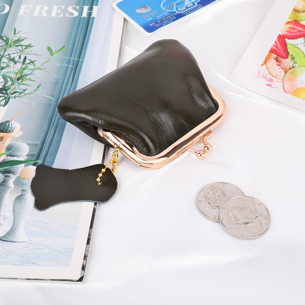 Oyachic Genuine Leather Coin Purse & Cash Holder - Compact Wallet Clutch with Secure Clasp for Men & Women (Green) - Perfect for Travel, Makeup Organizer & Everyday Essentials