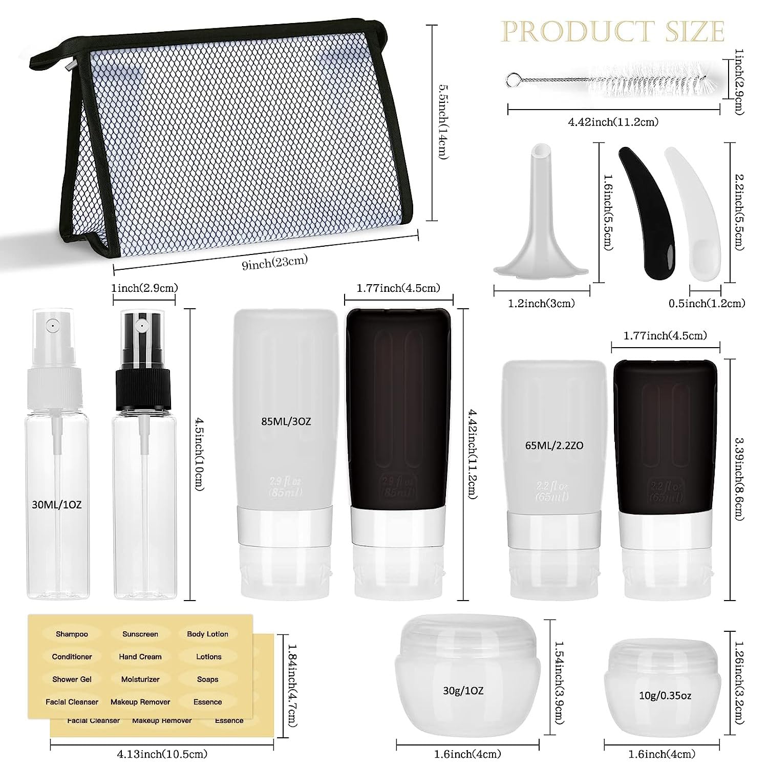 17 Pack BPA-Free Silicone Travel Bottles for Toiletries - TSA Approved Leak-Proof Containers for Shampoo, Lotion & Cosmetics | Perfect for Air Travel, Gym & Vacation Essentials