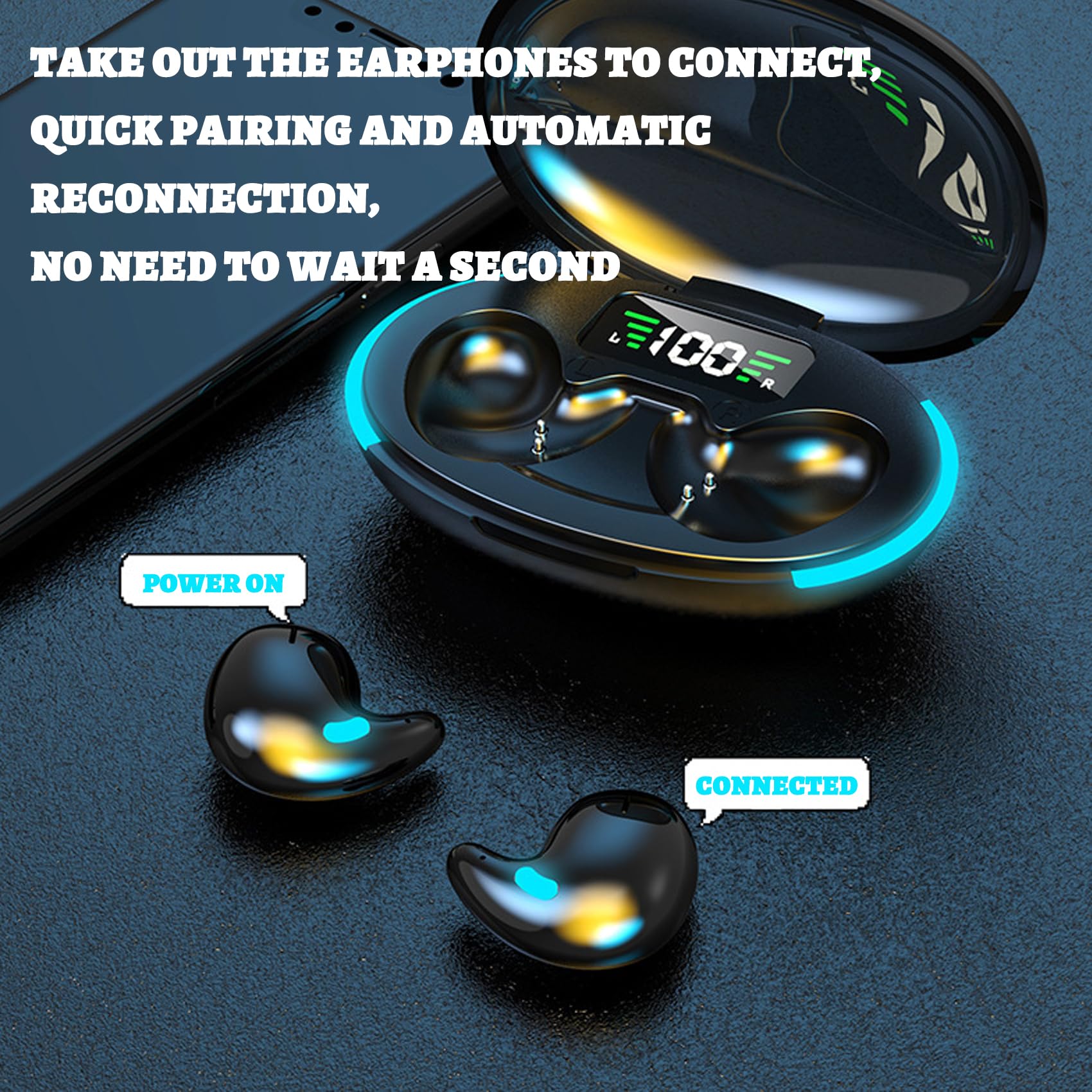 Bone Conduction Sleep Bluetooth Headset with Noise Cancelling - Wireless 5.3 Earbuds for Sleeping, IPX5 Waterproof & Invisible In-Ear Design (White) - Perfect for Side Sleepers, Travel & Relaxation