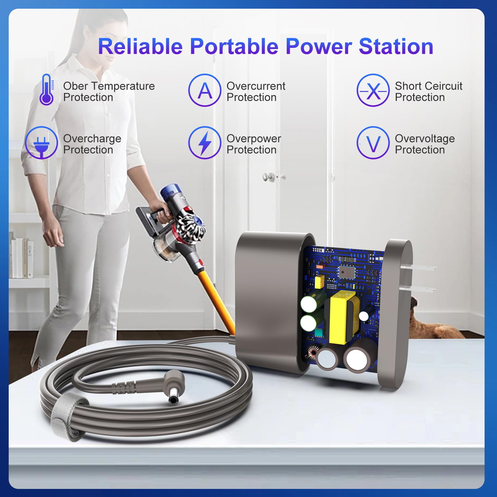 30.45V Replacement Charger for Dyson V10 V11 V12 V15 Cordless Vacuum Cleaner - Compatible with SV12 SV14 Adapter Power Supply - Fast Charging for Home & Office Cleaning