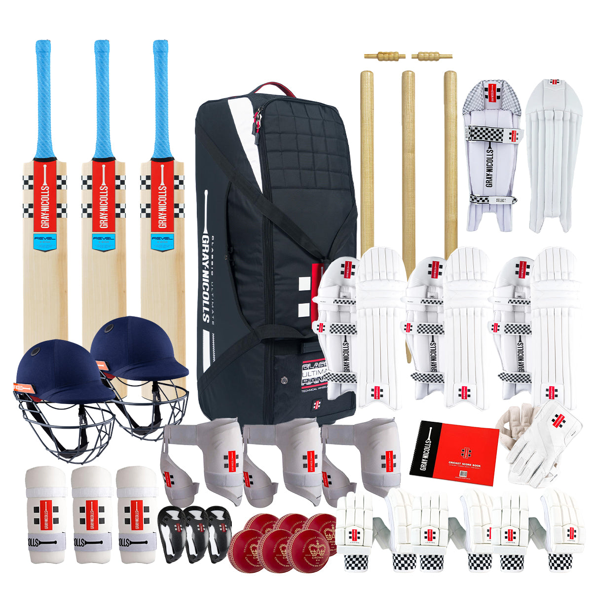 Gray Nicolls Revel Club Cricket Kit - Premium Cricket Bat, Pads & Gloves Set for Men & Women - Perfect for Club Matches, Training & Practice Sessions